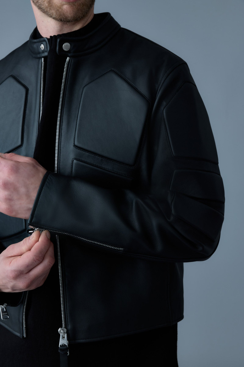 CANNON Padded moto racer leather jacket 5