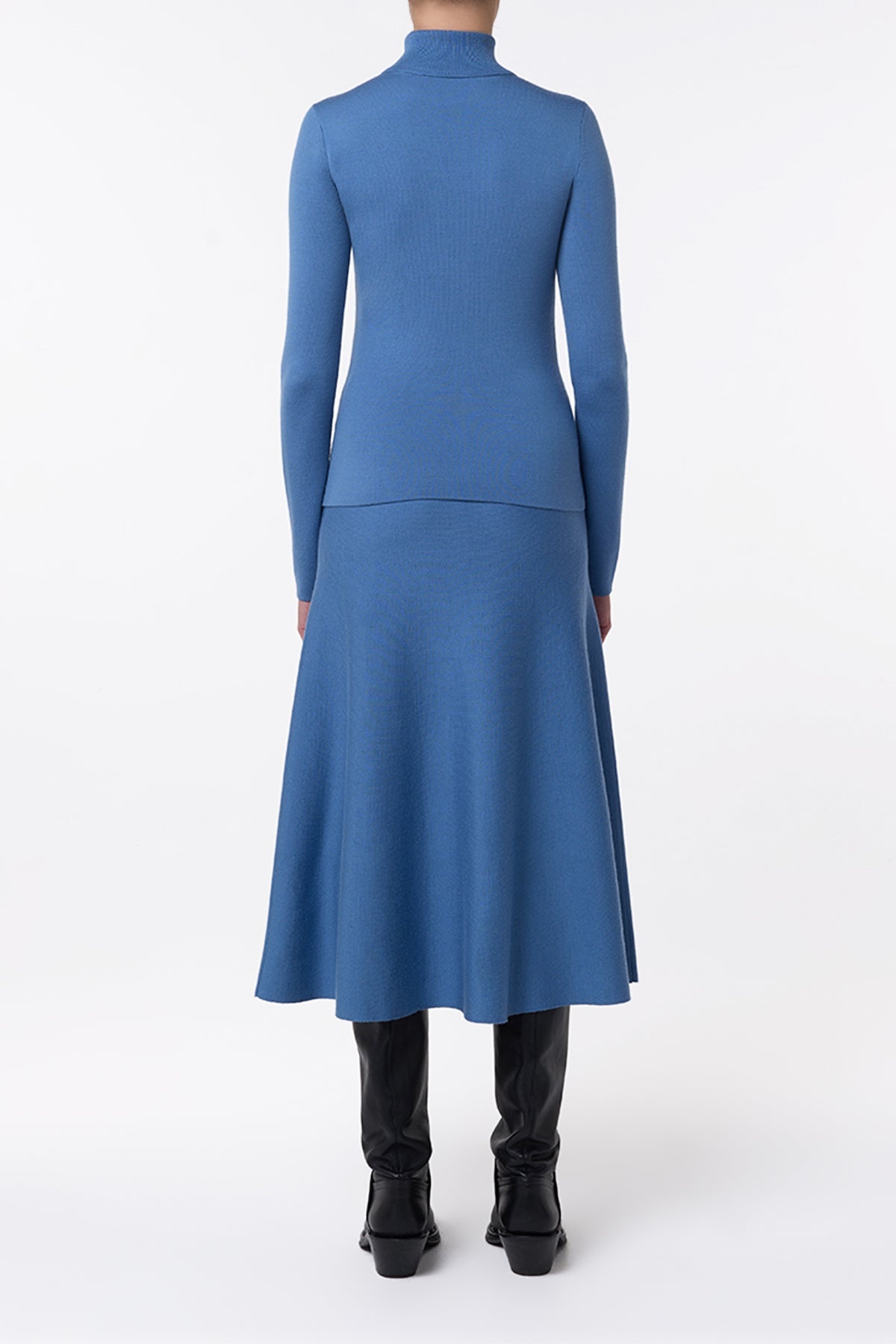 May Knit Turtleneck in Sky Merino Wool Cashmere - 4