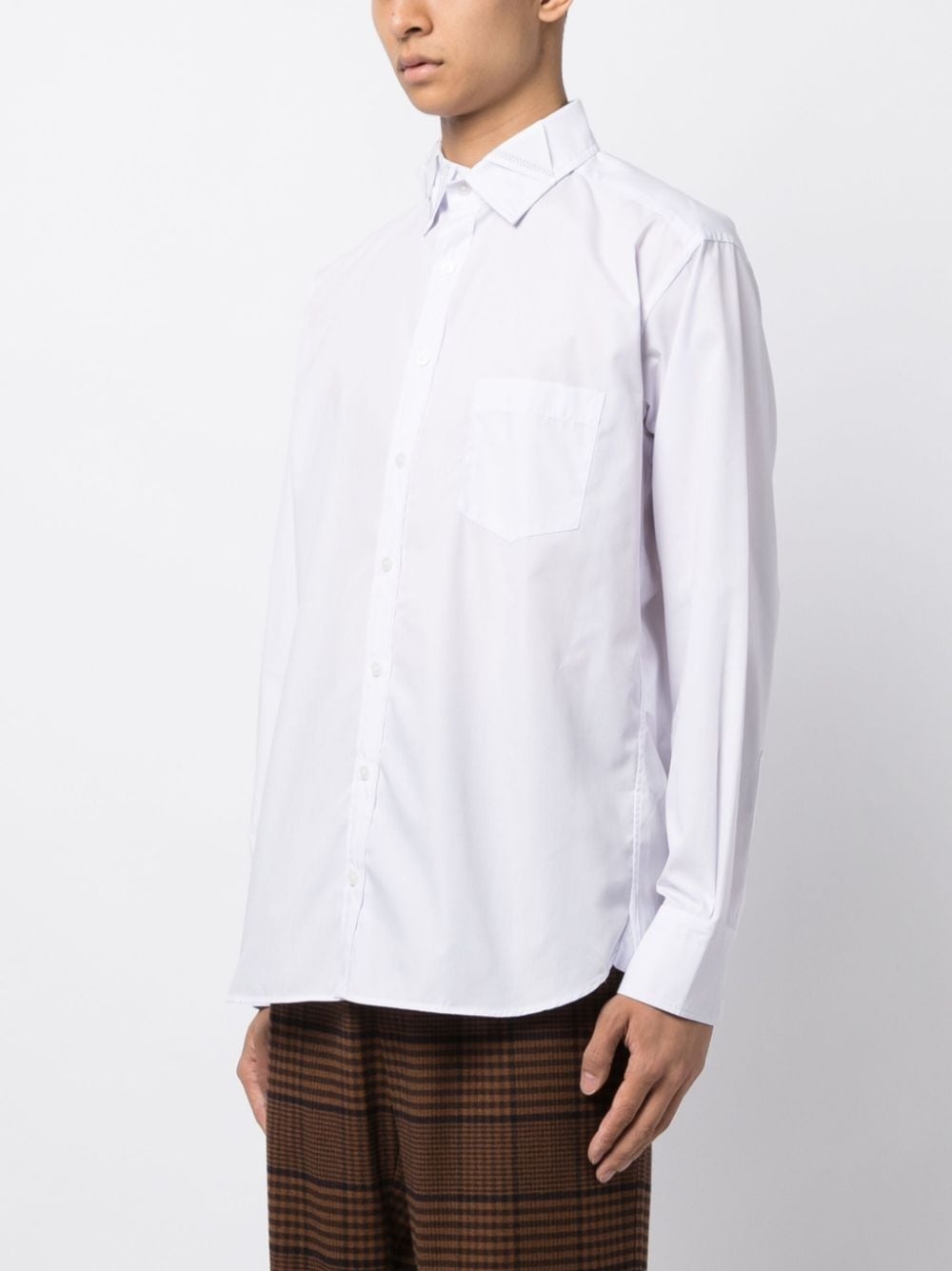 patchwork-detail long-sleeve shirt - 3