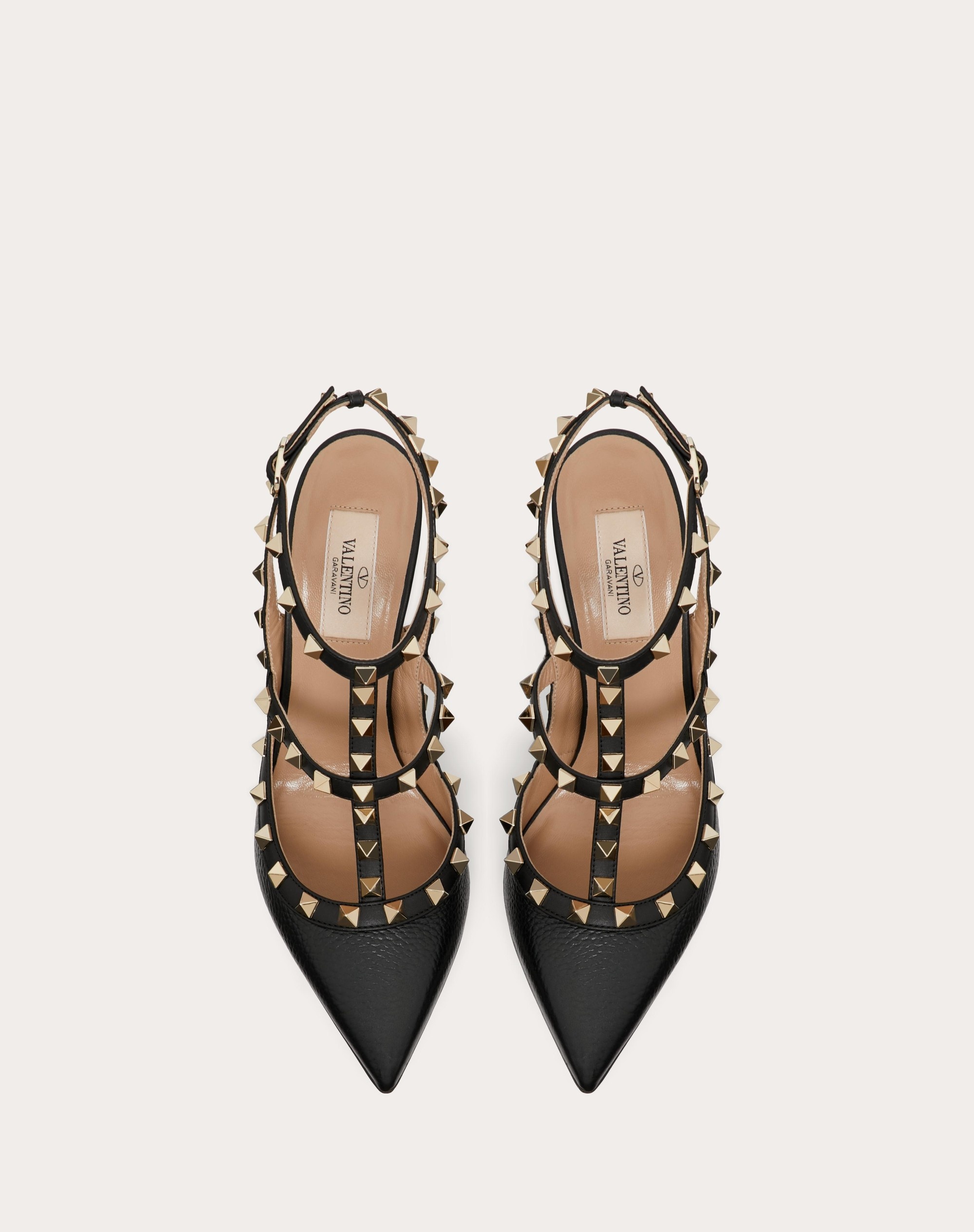 ROCKSTUD GRAINY LEATHER ANKLE STRAP PUMP 100 MM - 4