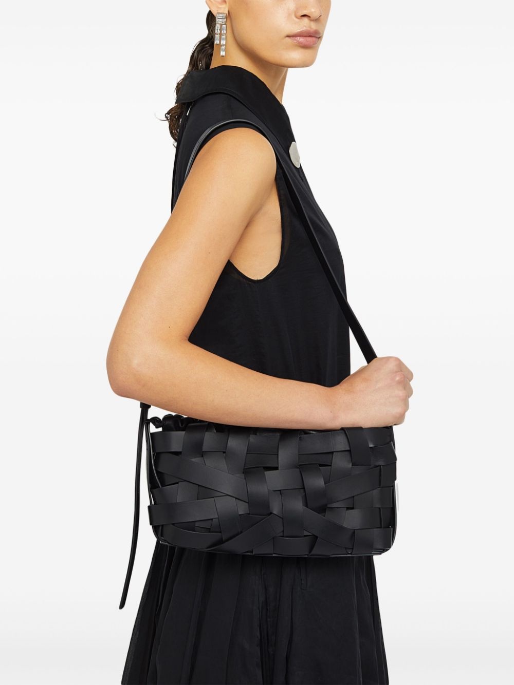 interwoven-design leather clutch bag - 3