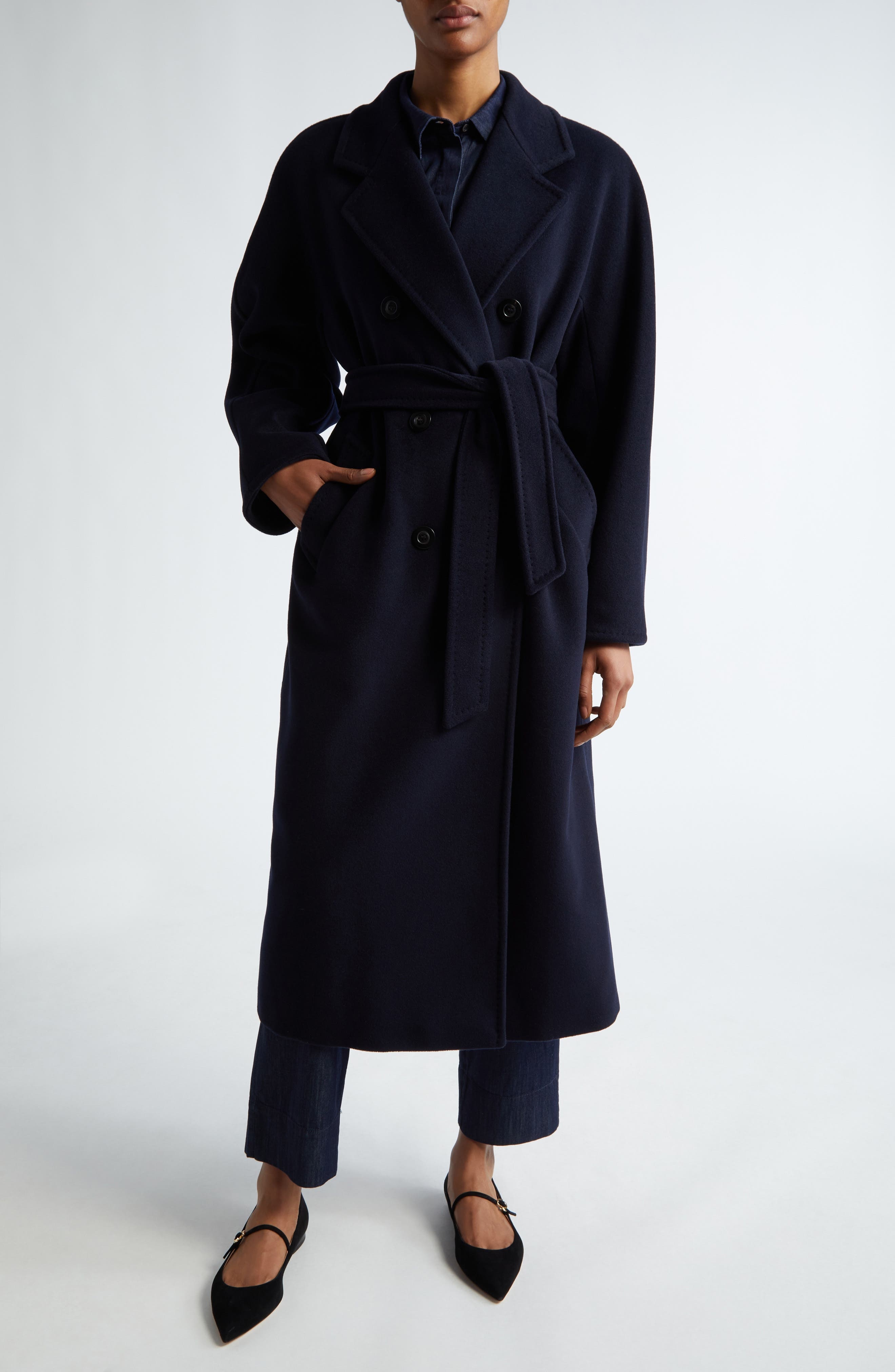 Max Mara Madame Double Breasted Wool & Cashmere Coat in Ultramarine at Nordstrom - 5