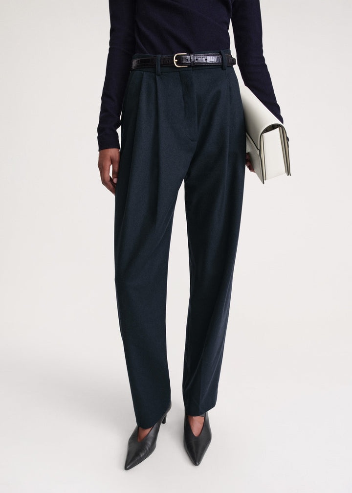 Double-pleated tailored trousers navy - 5