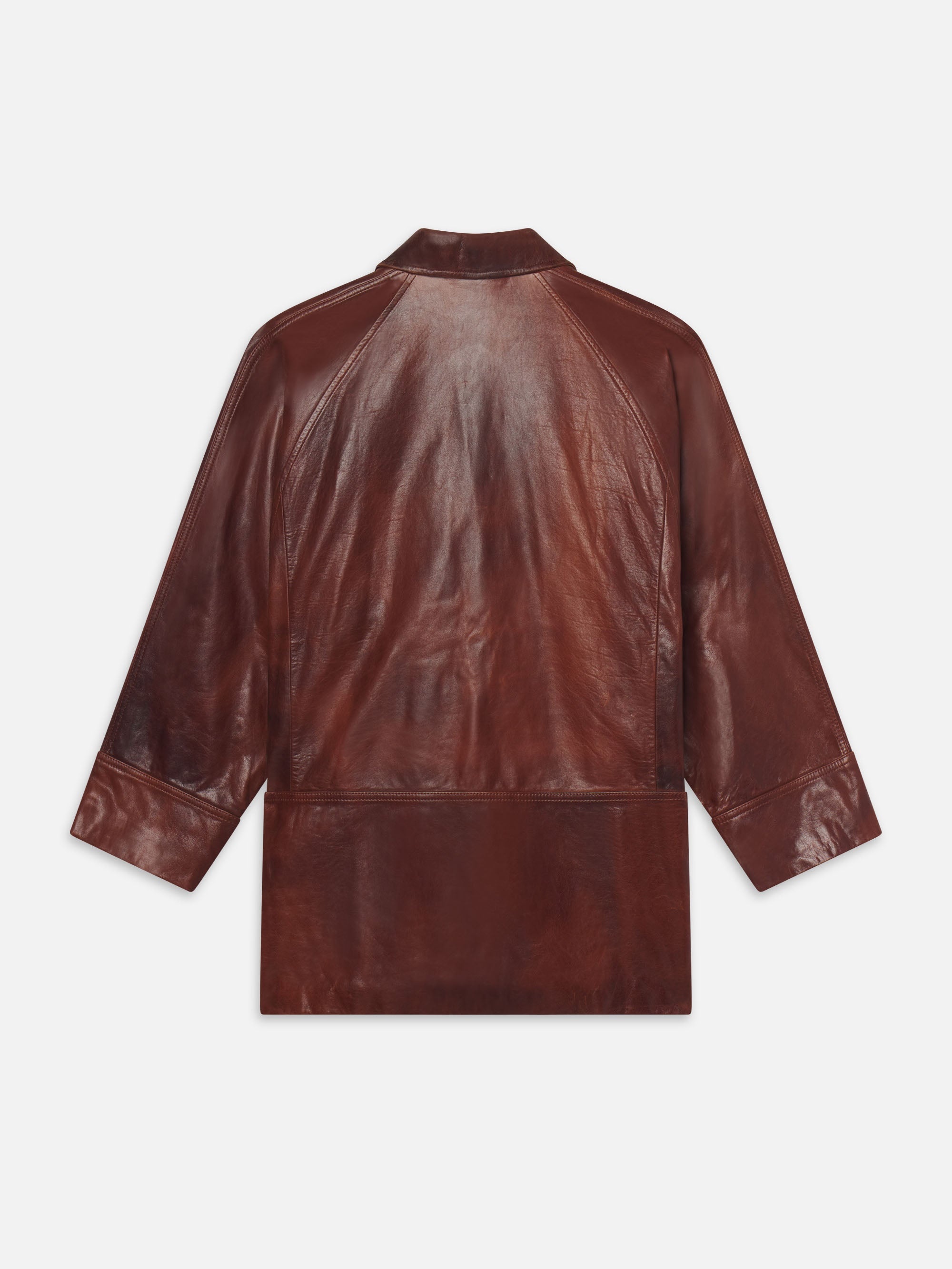 Oversized Leather Jacket in Bourbon - 4