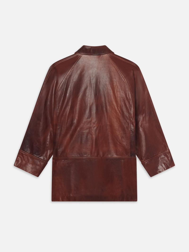 Oversized Leather Jacket in Bourbon 4