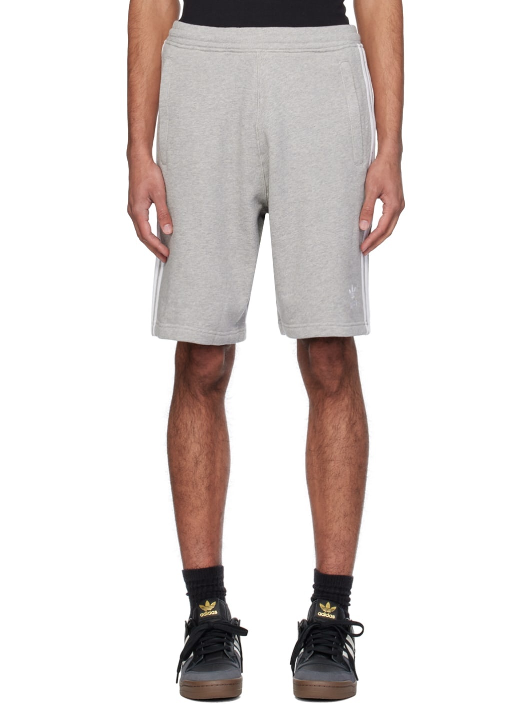 Gray 3-Stripes Shorts - 1