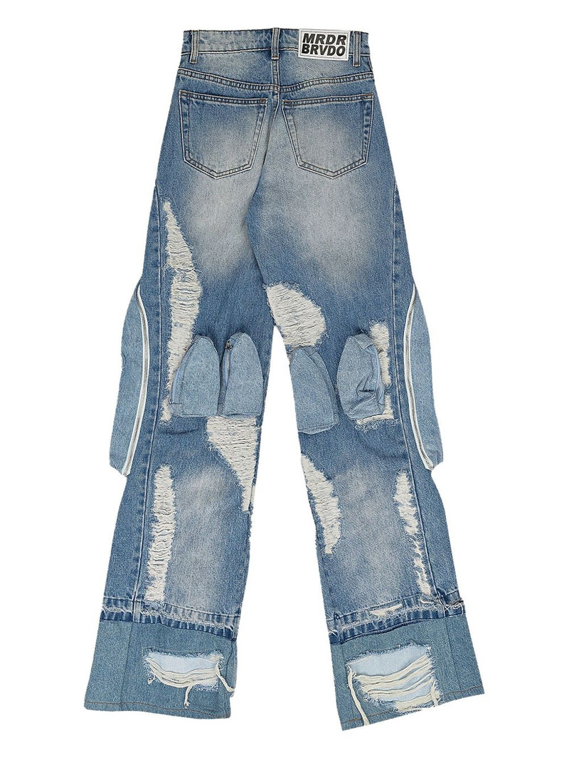 WHO DECIDES WAR multi-pocket distressed jeans outlook