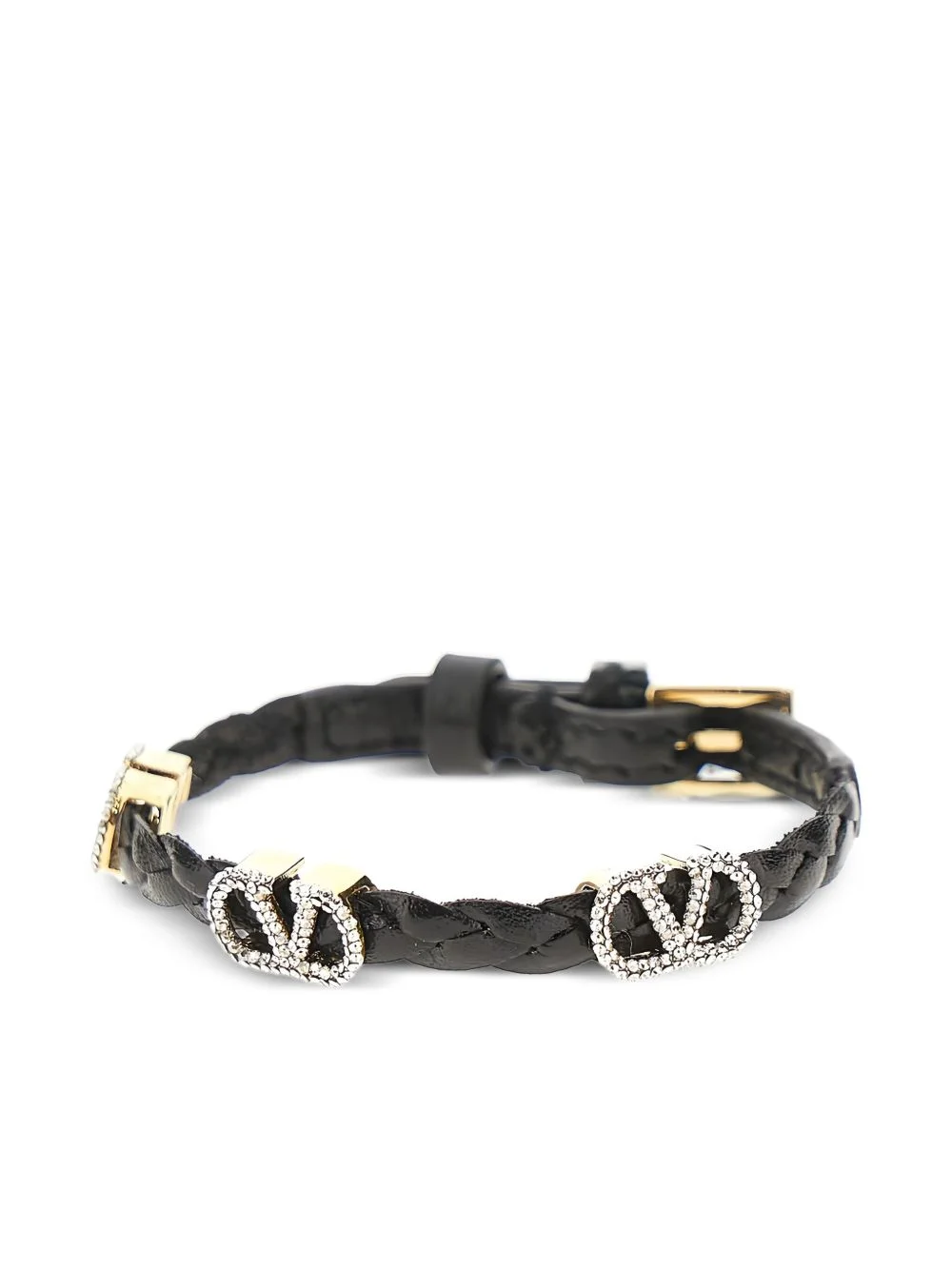 leather logo-details bracelet - 1