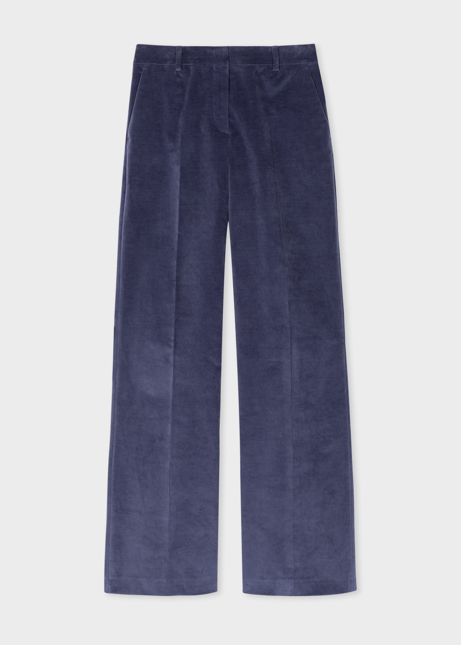 Indigo Velvet Wide-Leg Trousers - 1
