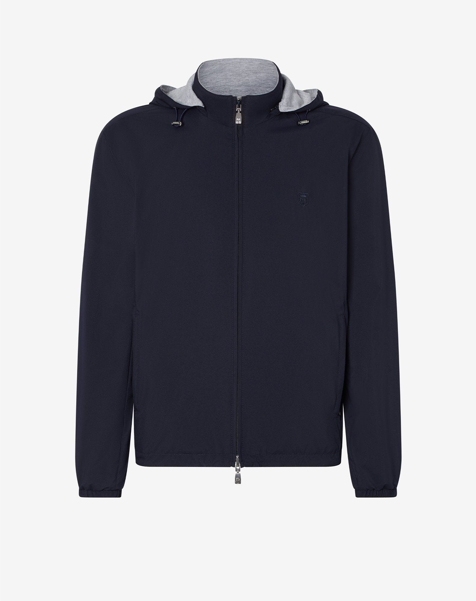 Navy blue technical fabric reversible jacket - 1