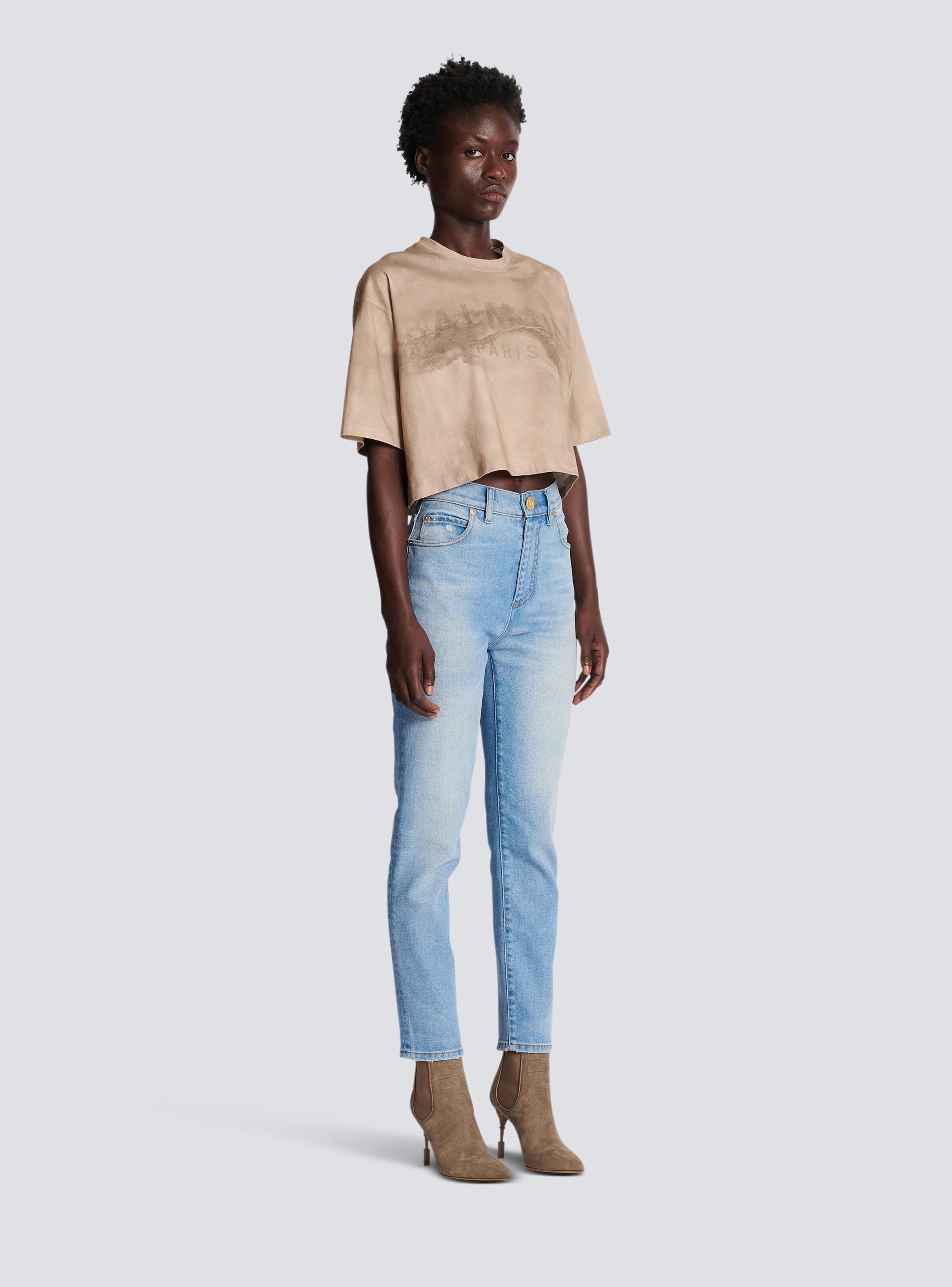 Faded denim slim fit jeans - 3