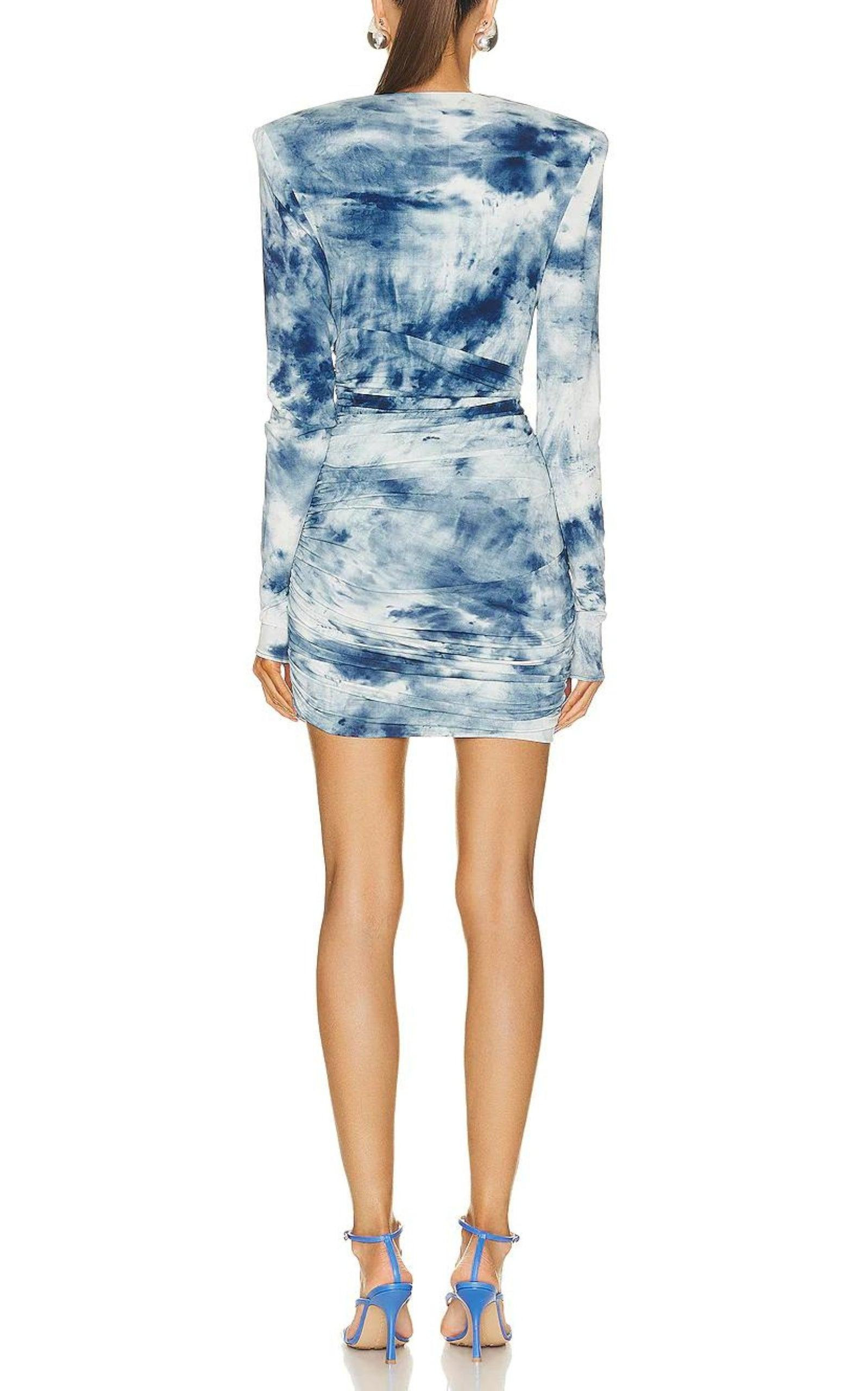 Tie-dye Print Ruched Mini Dress - 4