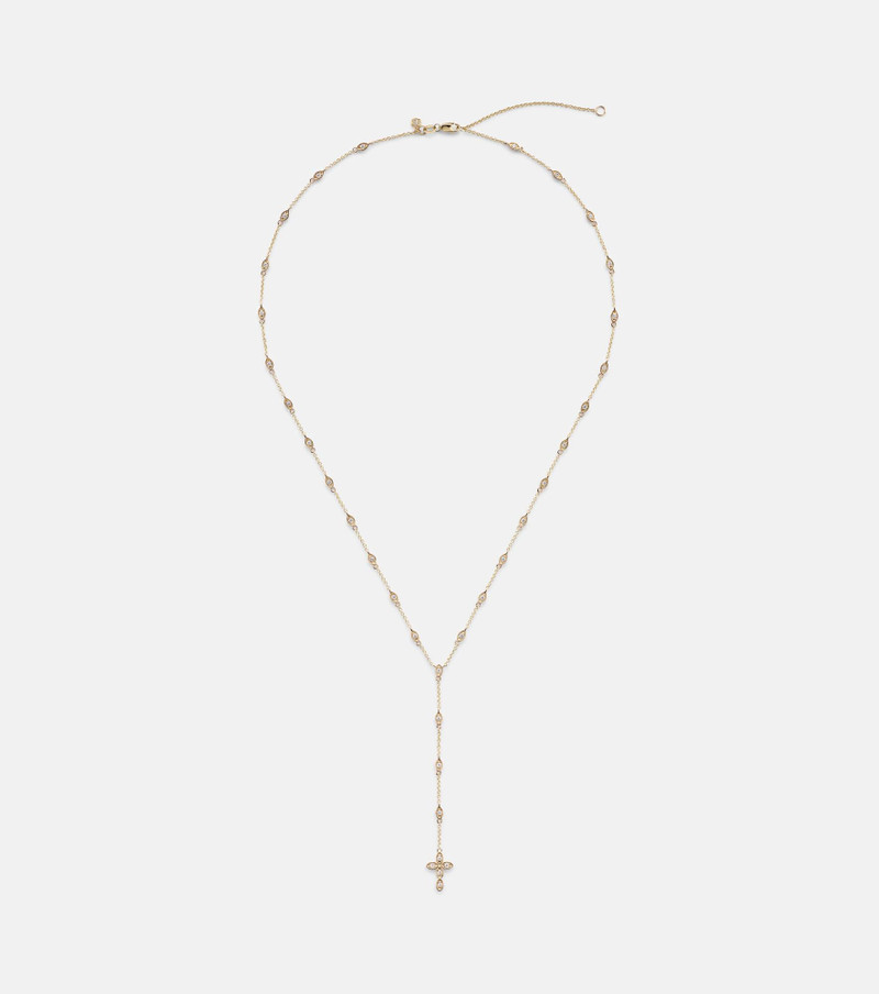 Cross 14kt gold pendant necklace with diamonds 1