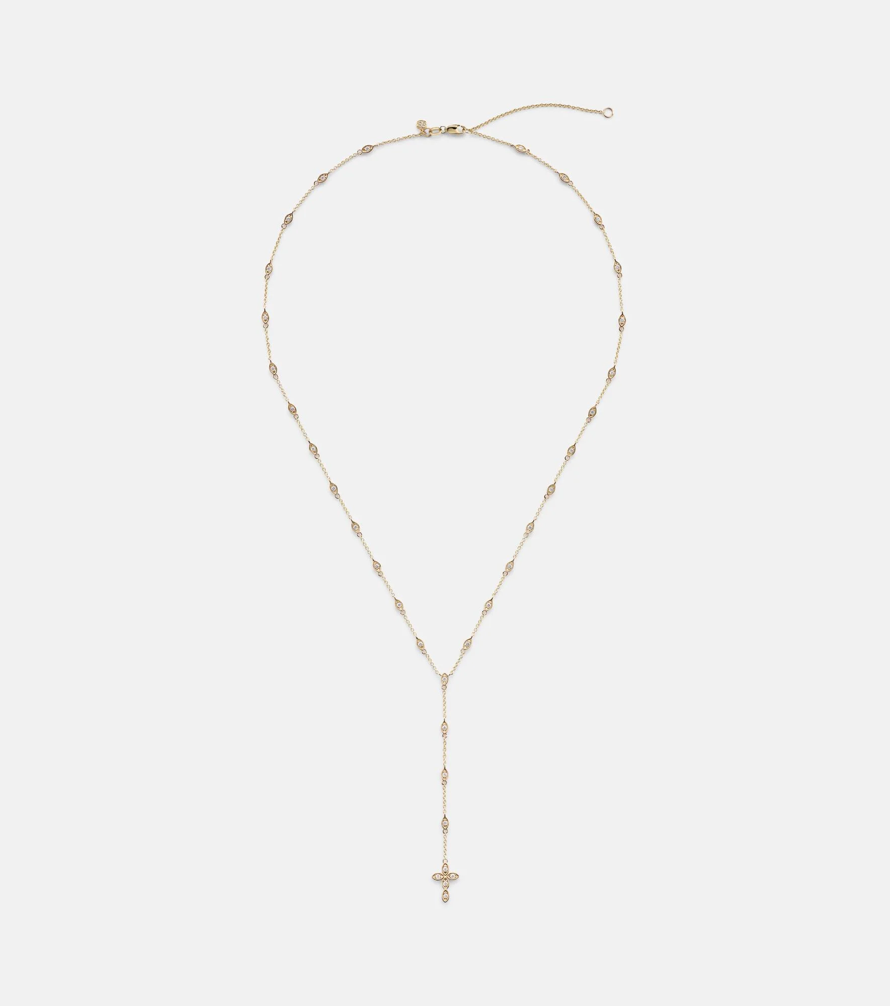 Cross 14kt gold pendant necklace with diamonds - 1