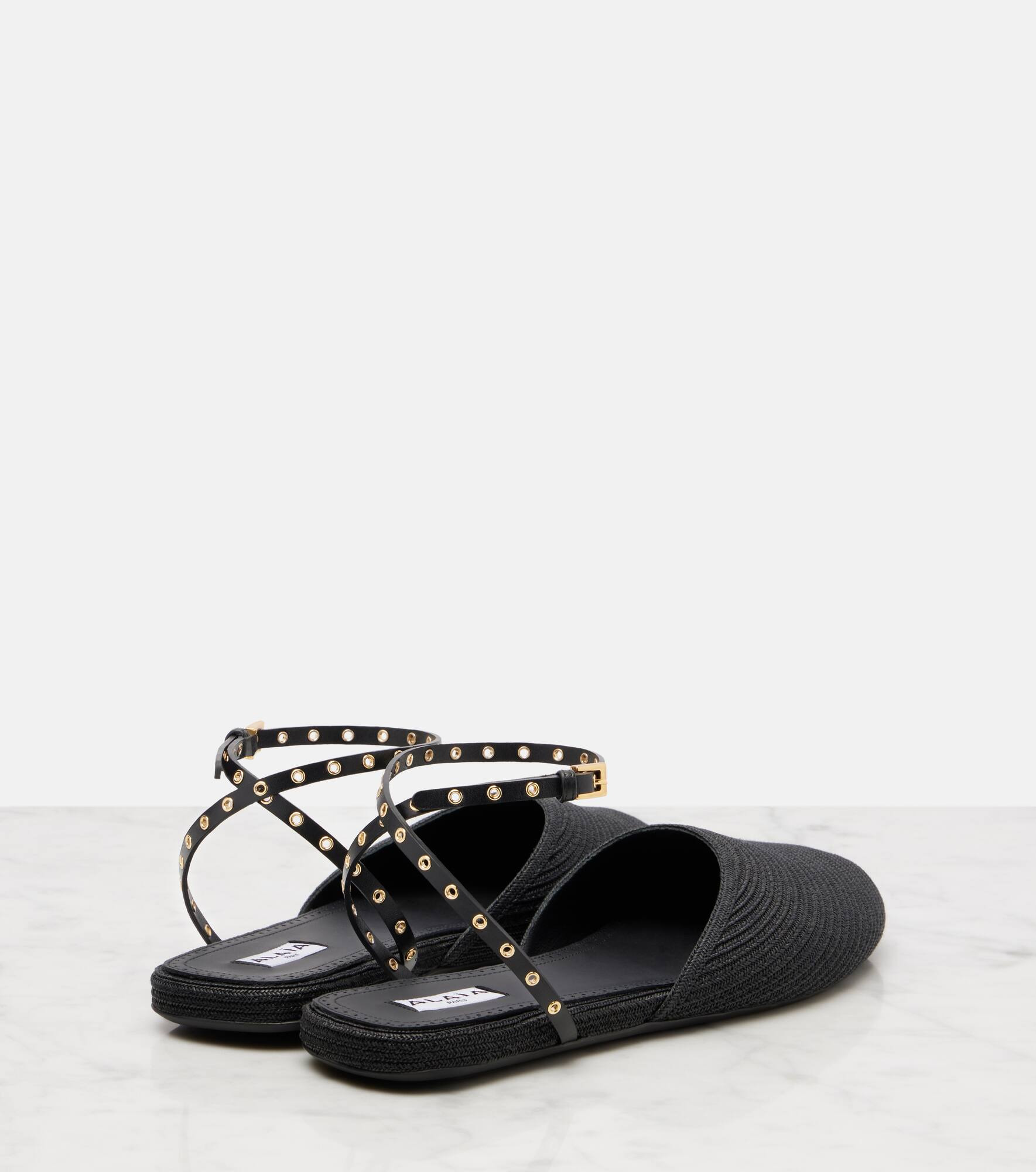 Leather-trimmed slingback flats - 2