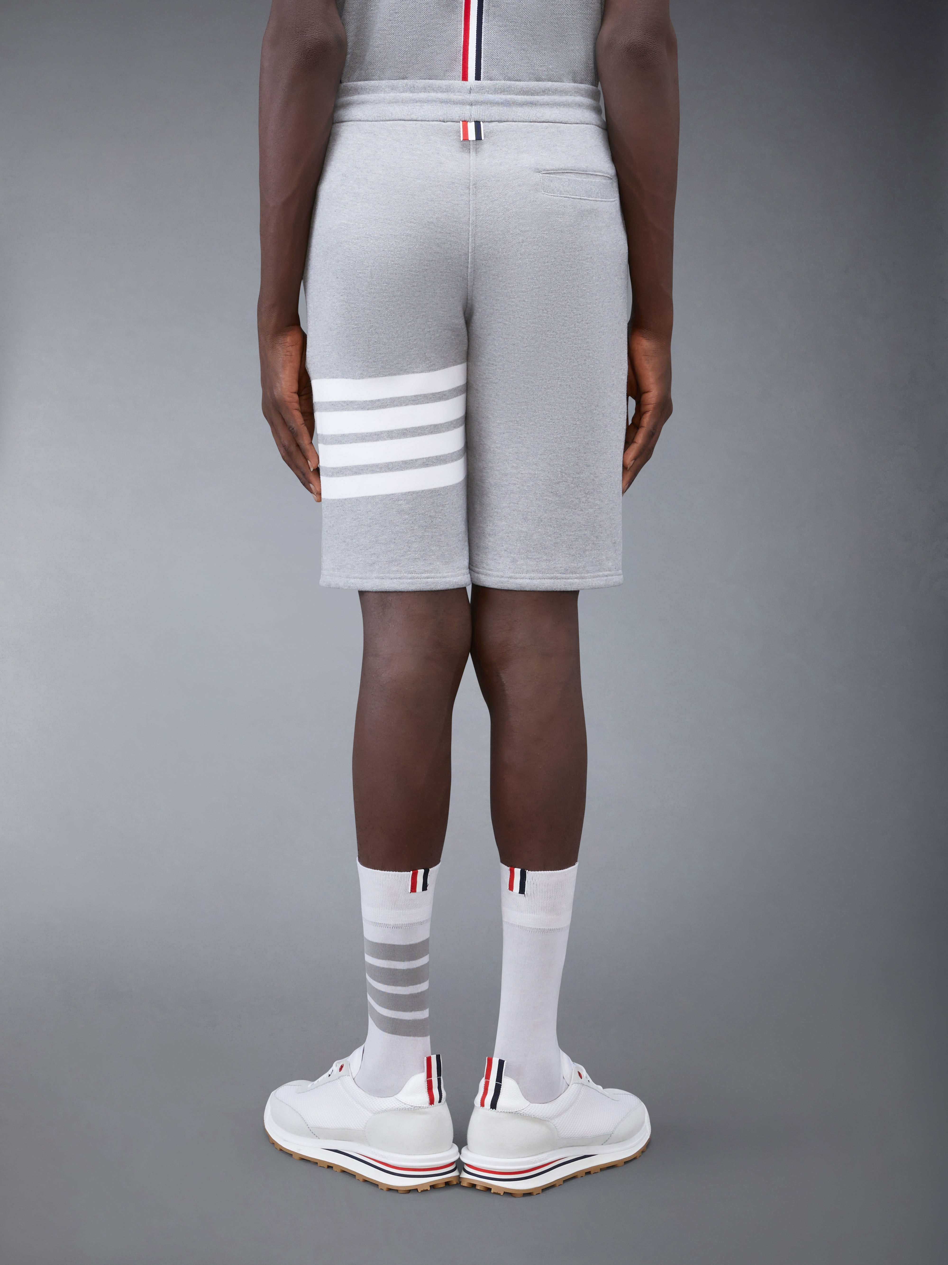 Light Grey Cotton Loopback Engineered 4-Bar Sweat Shorts - 3