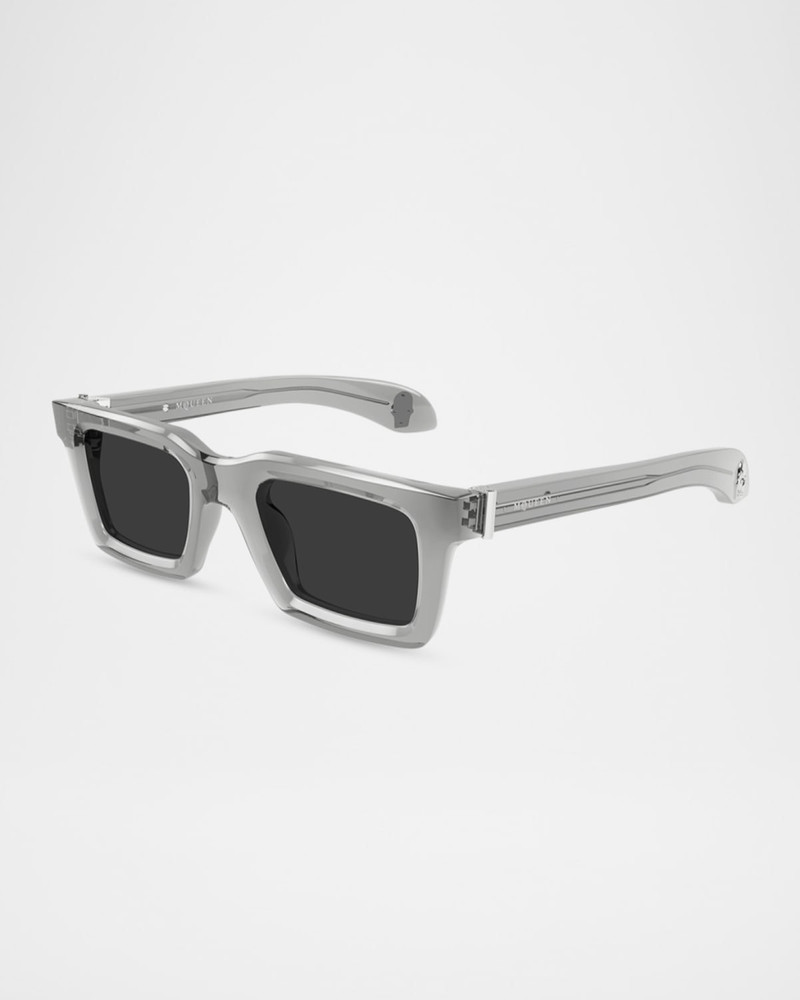 Alexander McQueen Men & apos;s 50mm Skull Rectangular Acetate Sunglasses outlook