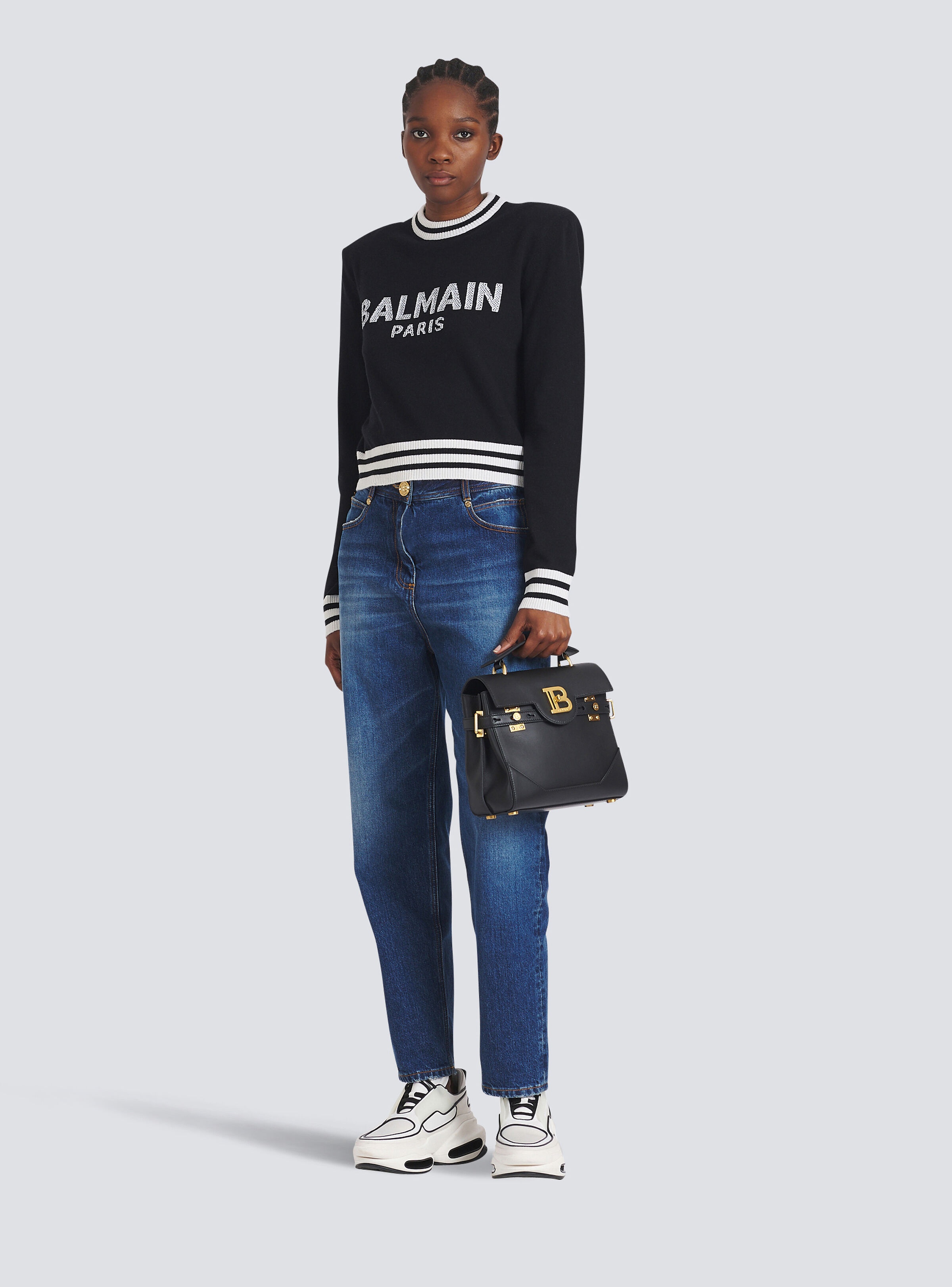 Cropped wool sweatshirt with Balmain logo - 2