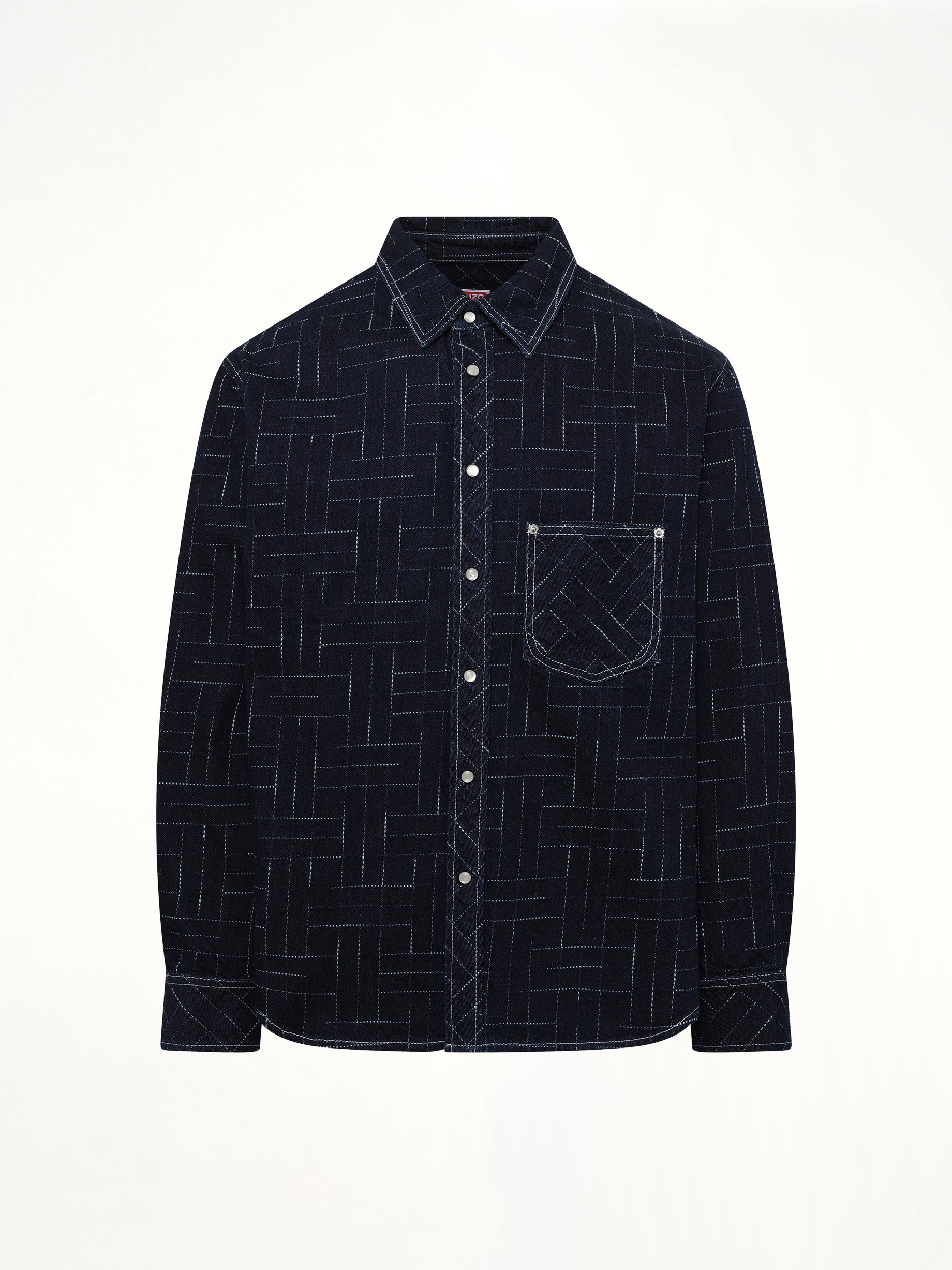 Kenzo Weave Casual Shirt in Rinse Blue Denim - 2