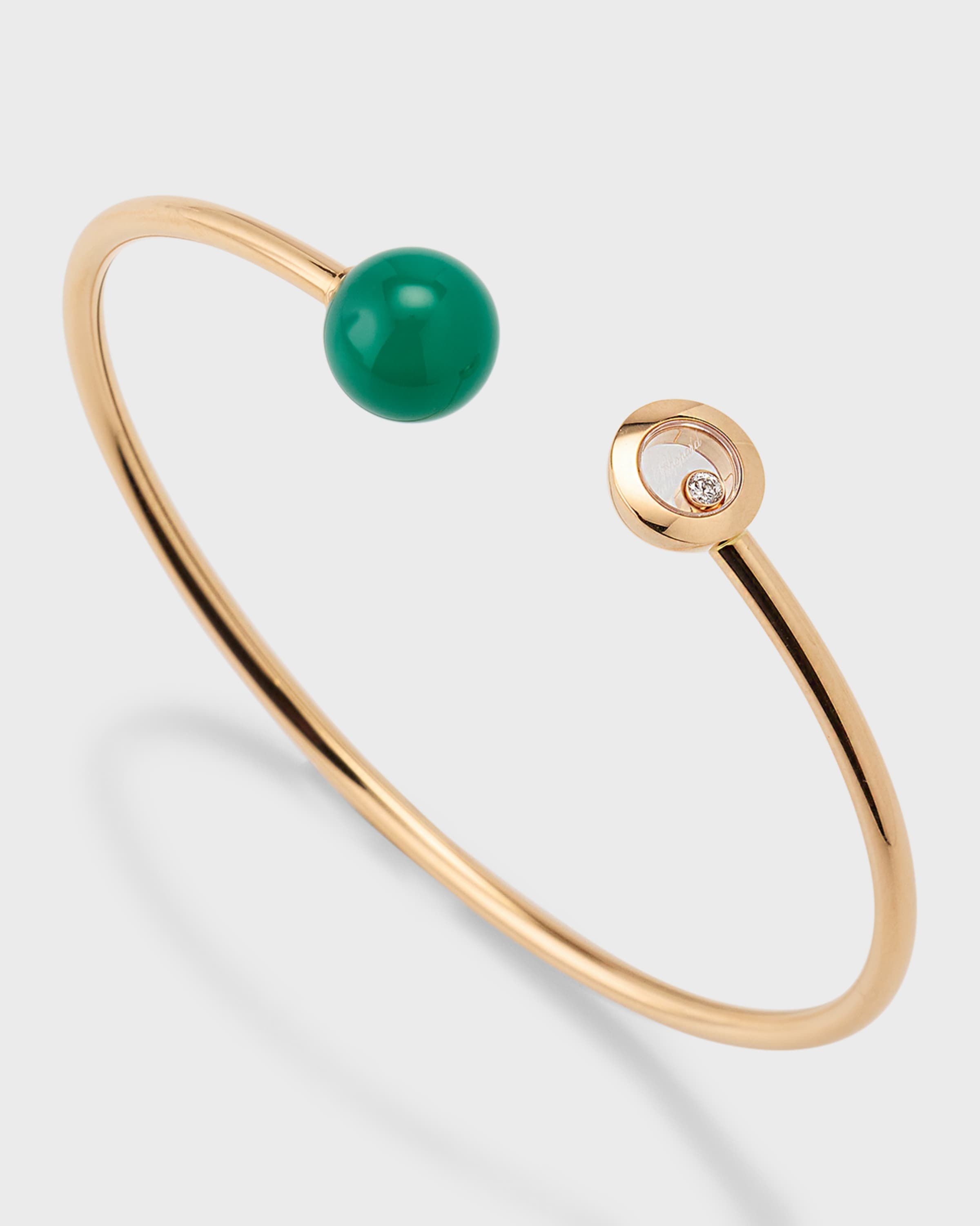 Happy Diamonds Planet 18K Rose Gold Green Agate Bracelet, Size Medium - 4