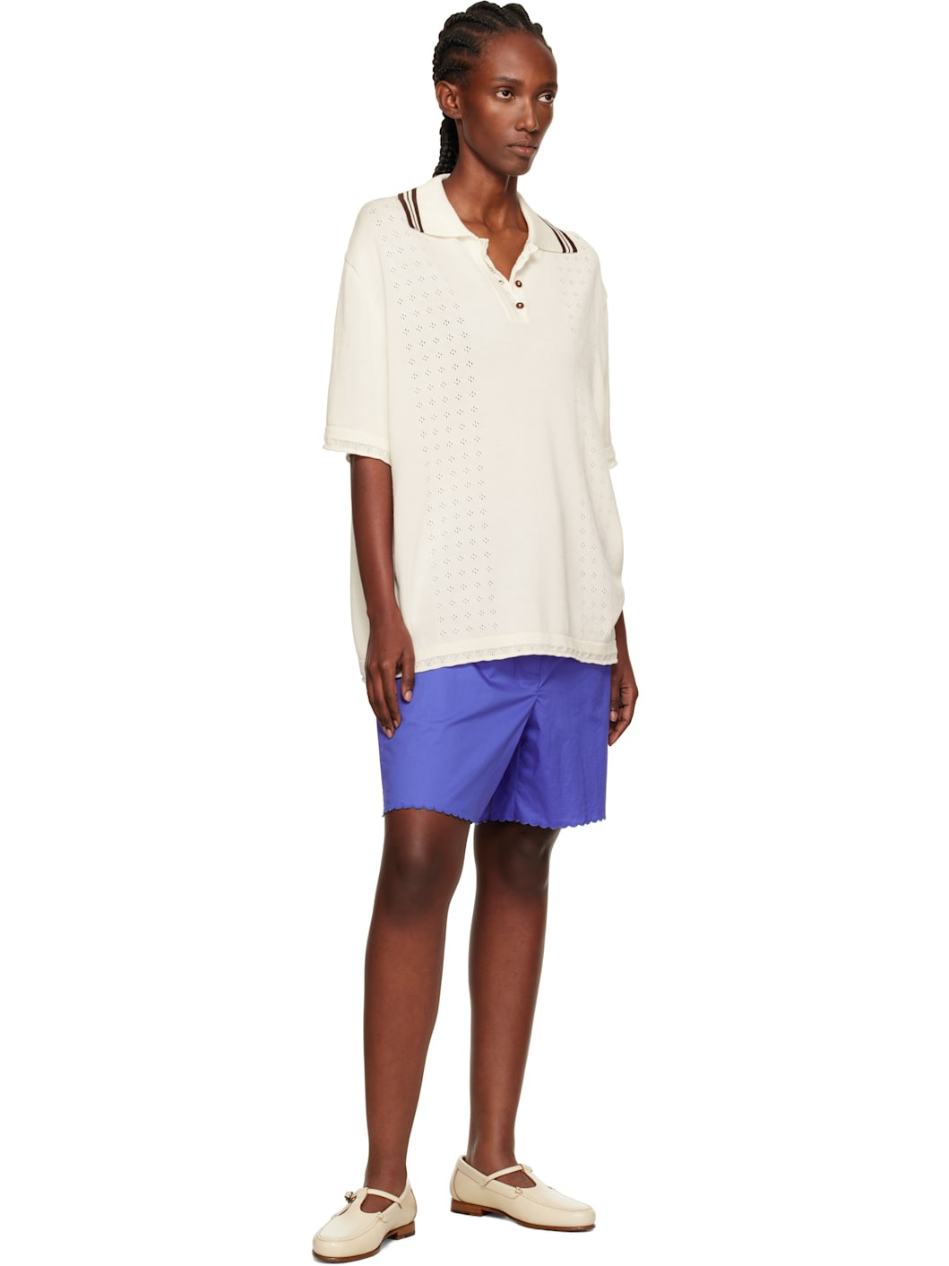 White Organic Cotton Pointelle Polo - 4
