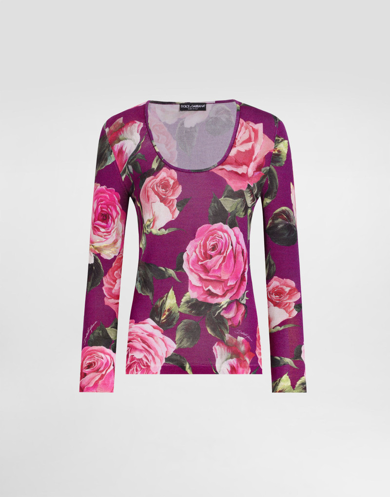 Rose-print silk sweater 1