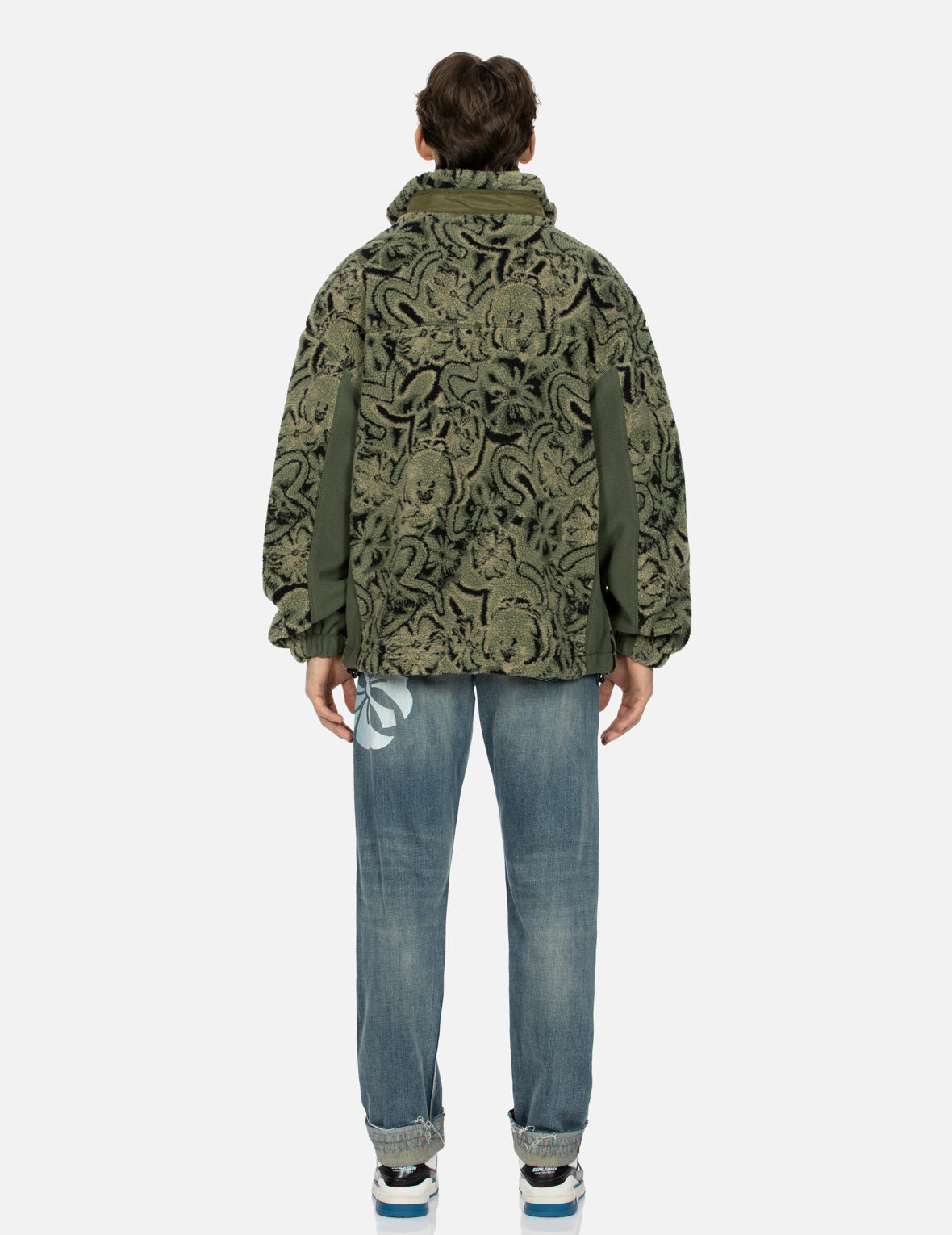 ALLOVER SEAGULL AND KAMON JACQUARD LOOSE FIT SHERPA JACKET - 6