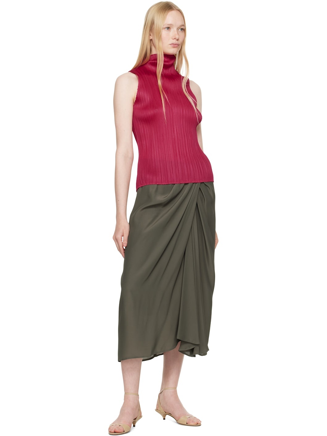 Pink Ramie Pleats Top - 4