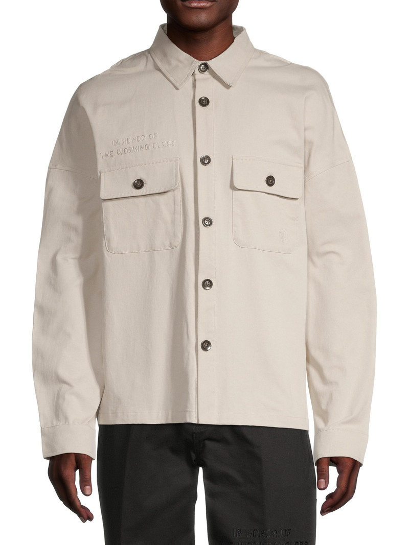 Men's Imprint Embroidered Shirt Jacket - Bone 3