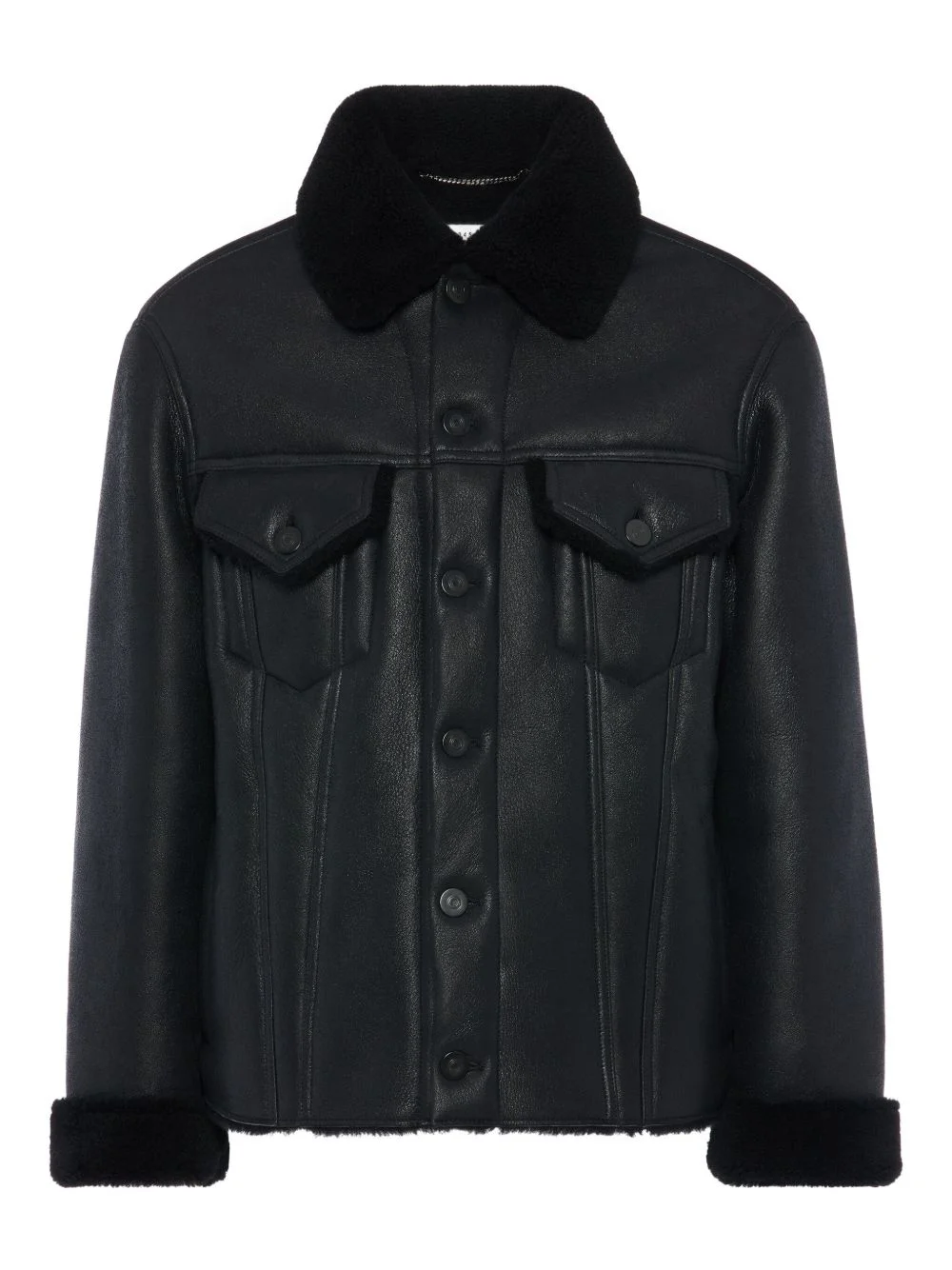 waxed shearling jacket - 1