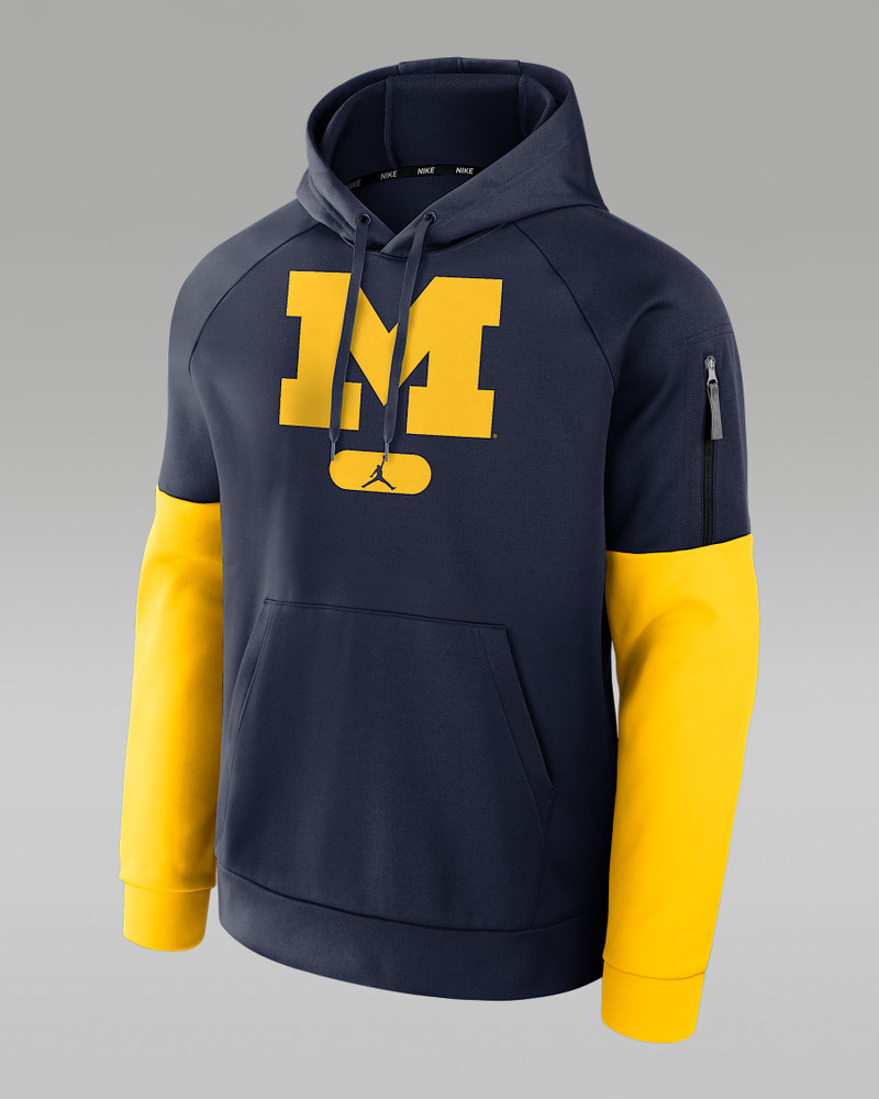 Michigan Wolverines Fitness Men’s Jordan Brand Therma College Pullover Hoodie 1