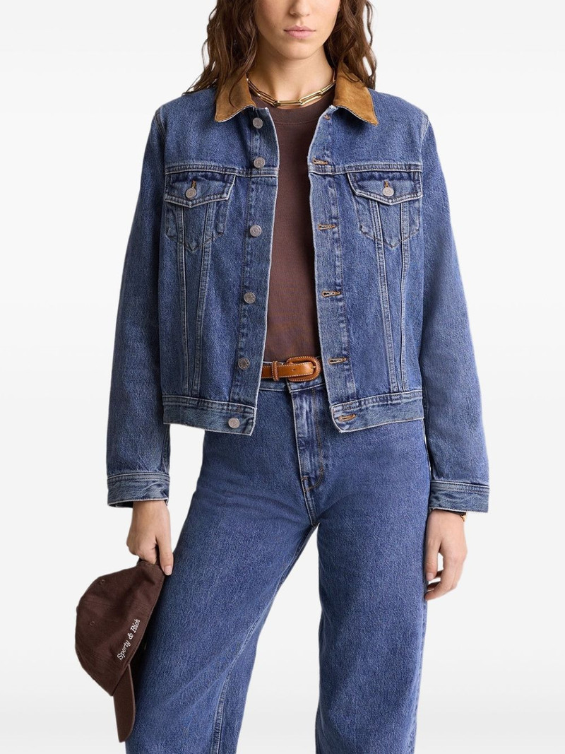 contrasting-collar cotton denim jacket 3