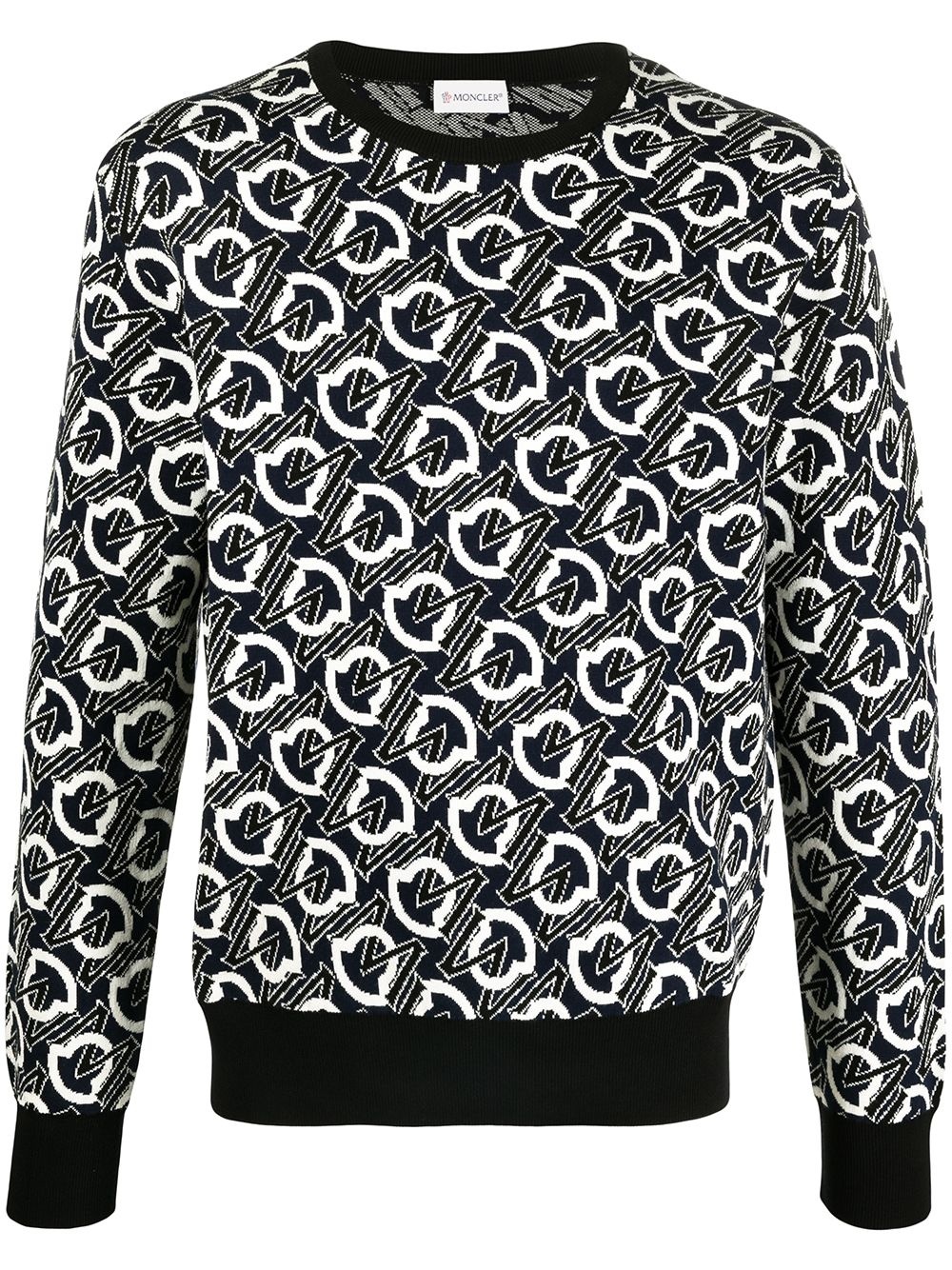 jacquard-logo crew neck jumper - 1