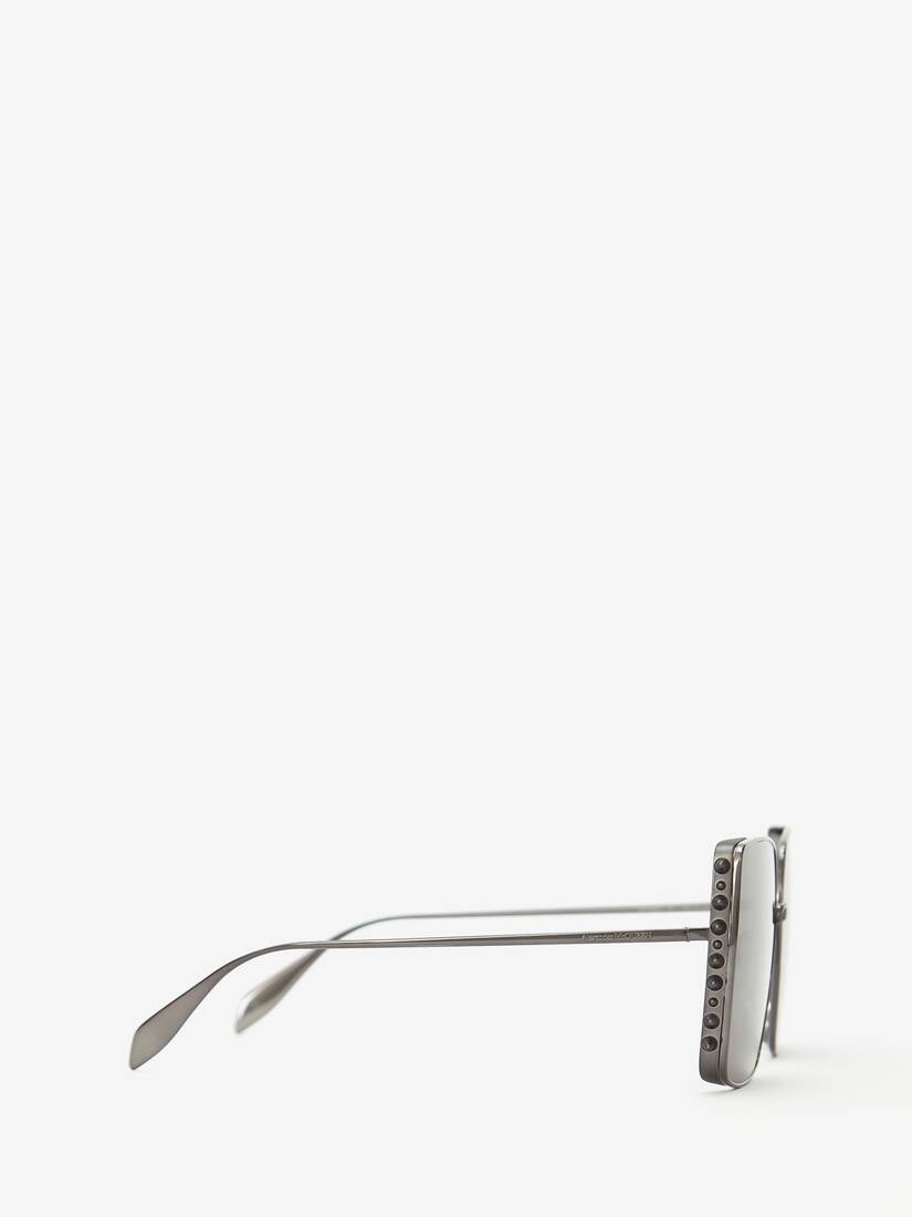 Punk Stud Square Sunglasses in Ruthenium - 2