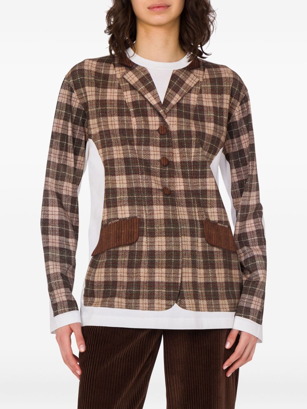 check-patterned cotton T-shirt - 3