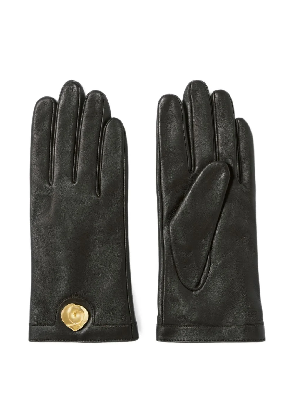 logo-plaque leather gloves - 1