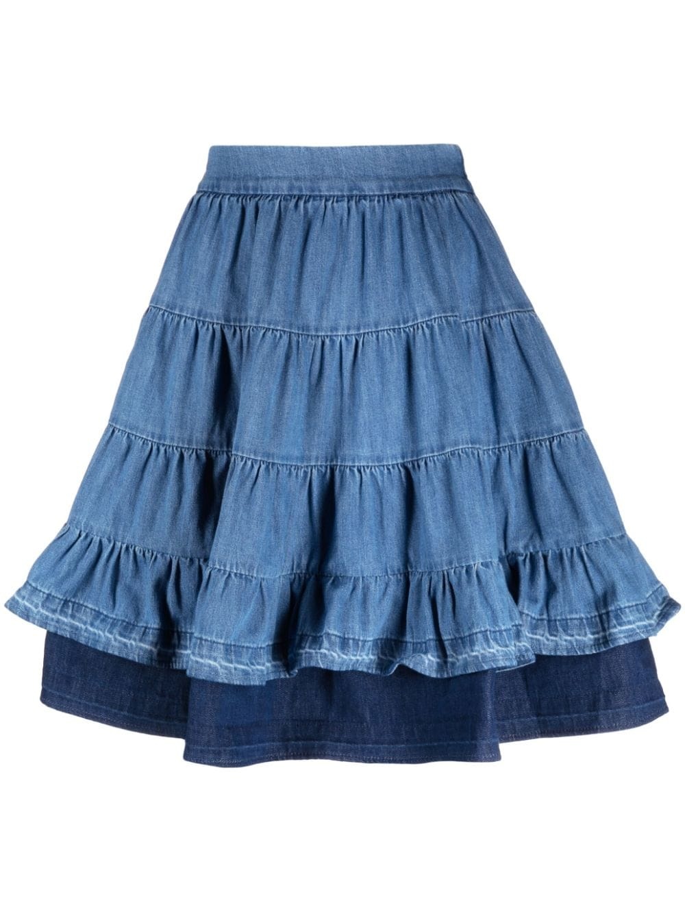 tiered denim miniskirt - 1