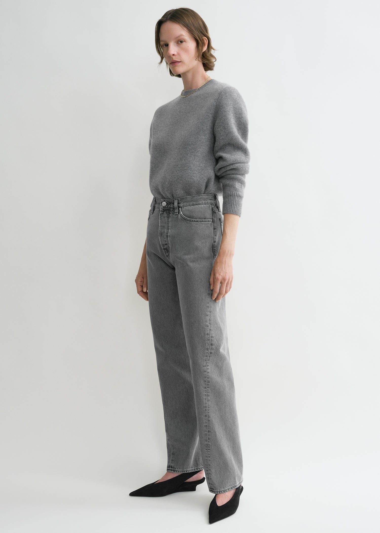 Twisted seam denim full length mid grey - 3