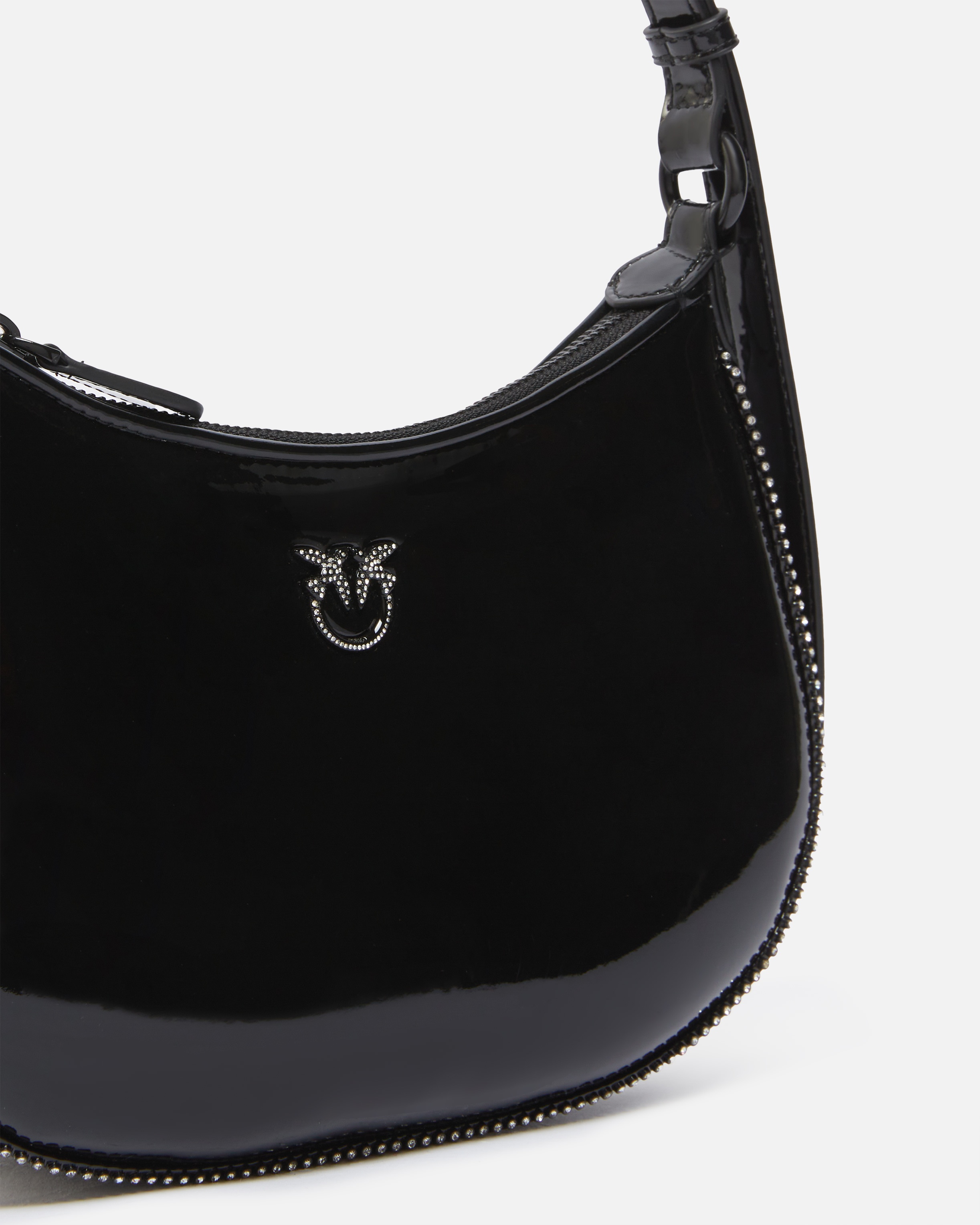 PATENT HALF MOON HANDBAG WITH RHINESTONES - 3