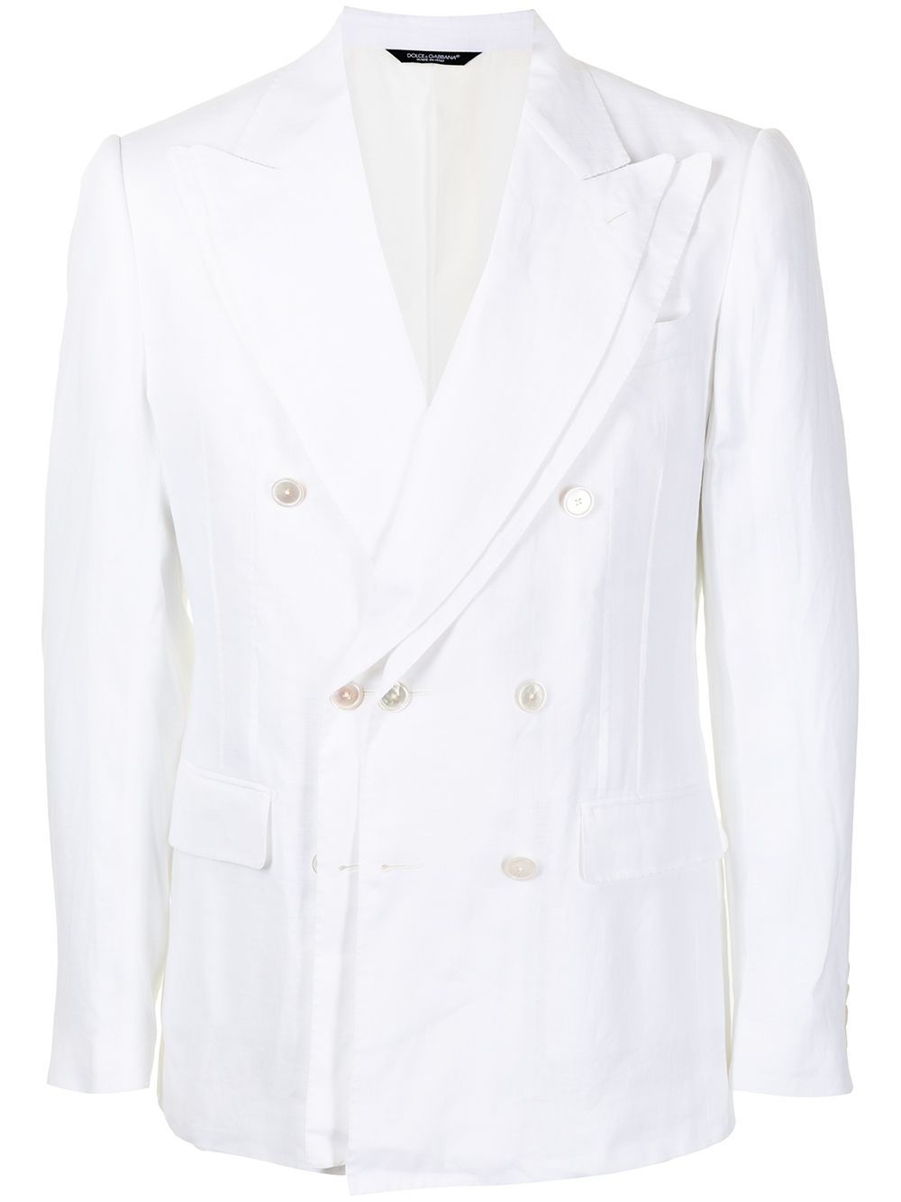 linen double-breasted blazer - 1