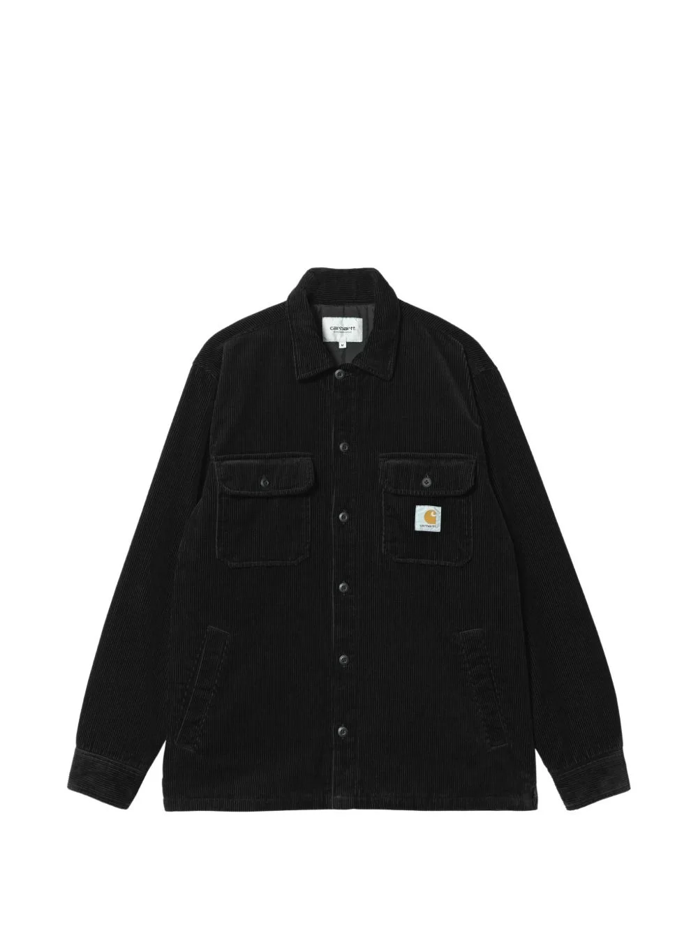 corduroy logo-patch shirt jacket - 1