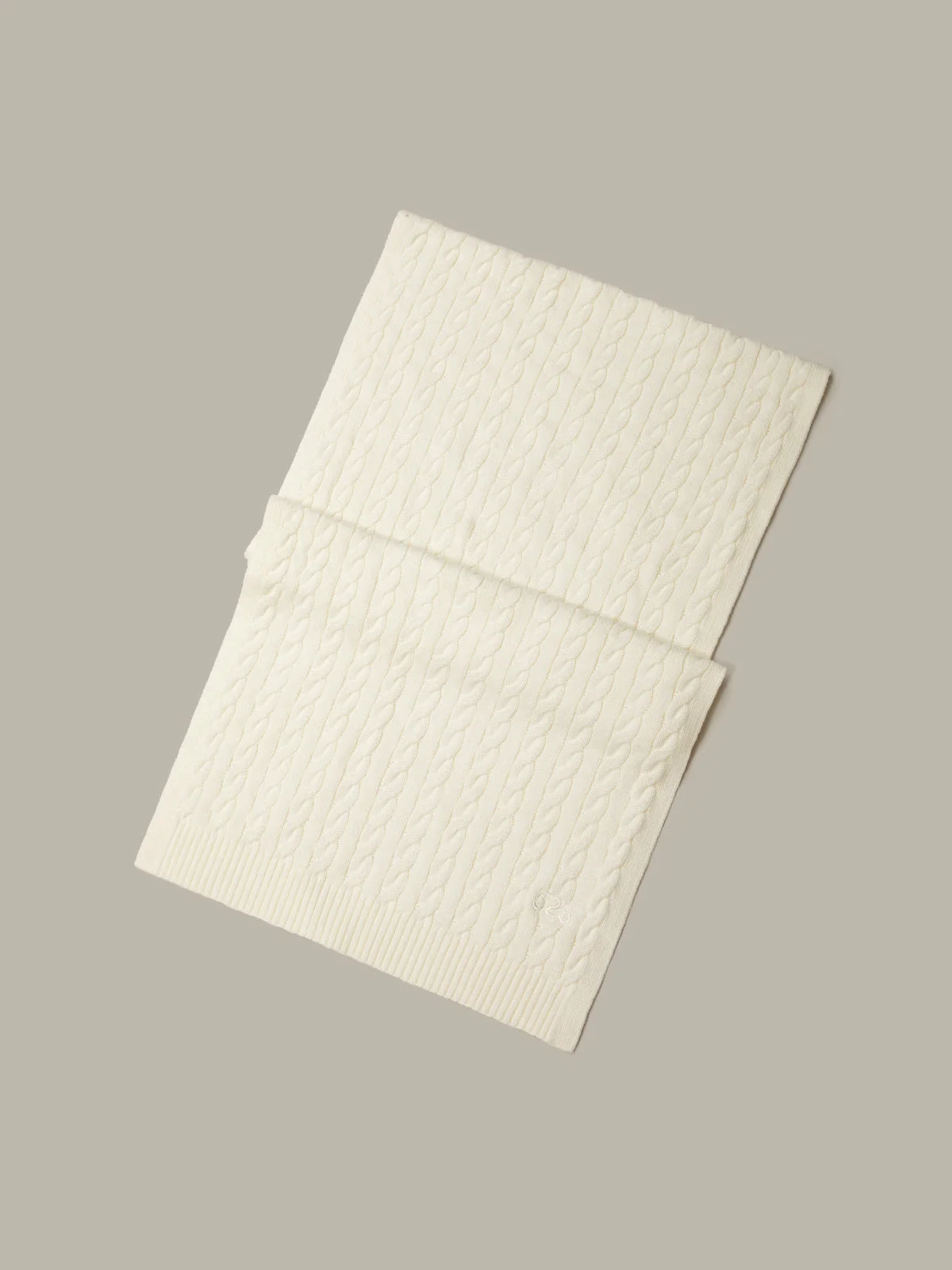 Porter: Embroidered Cable Knit Cotton Scarf - 1