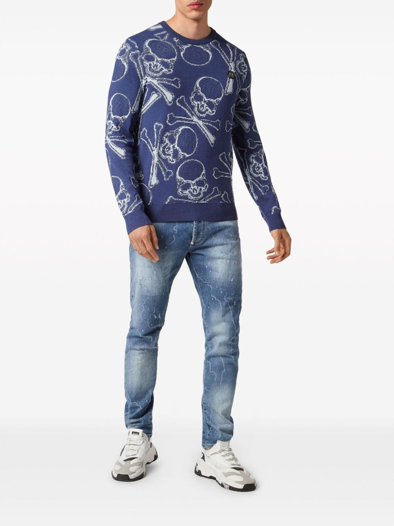 PHILIPP PLEIN skull-motif cotton jumper outlook