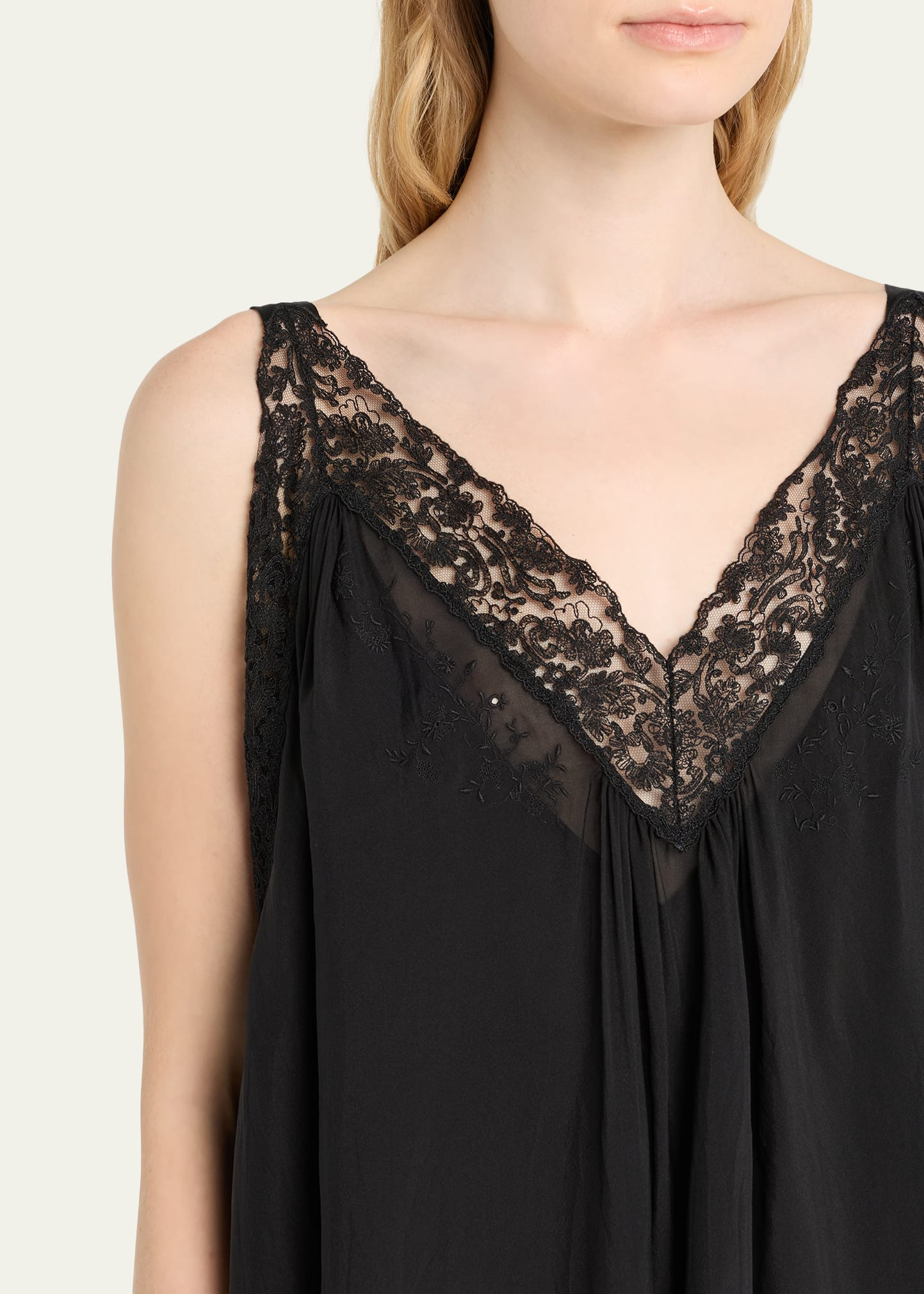 Lace-Trim Sleeveless Midi Slip Dress - 5