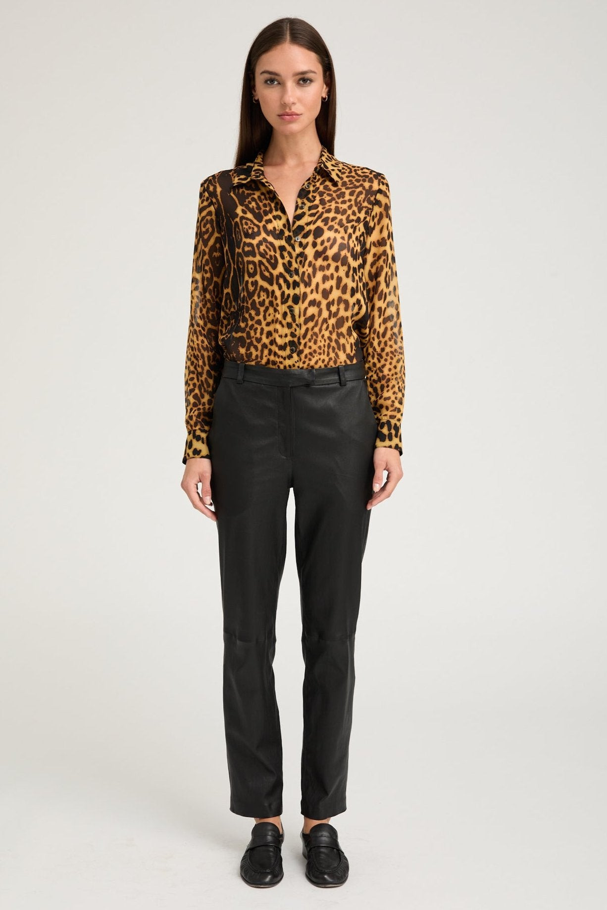 BLACK LEATHER SOPHIA CIGARETTE TROUSERS - 4