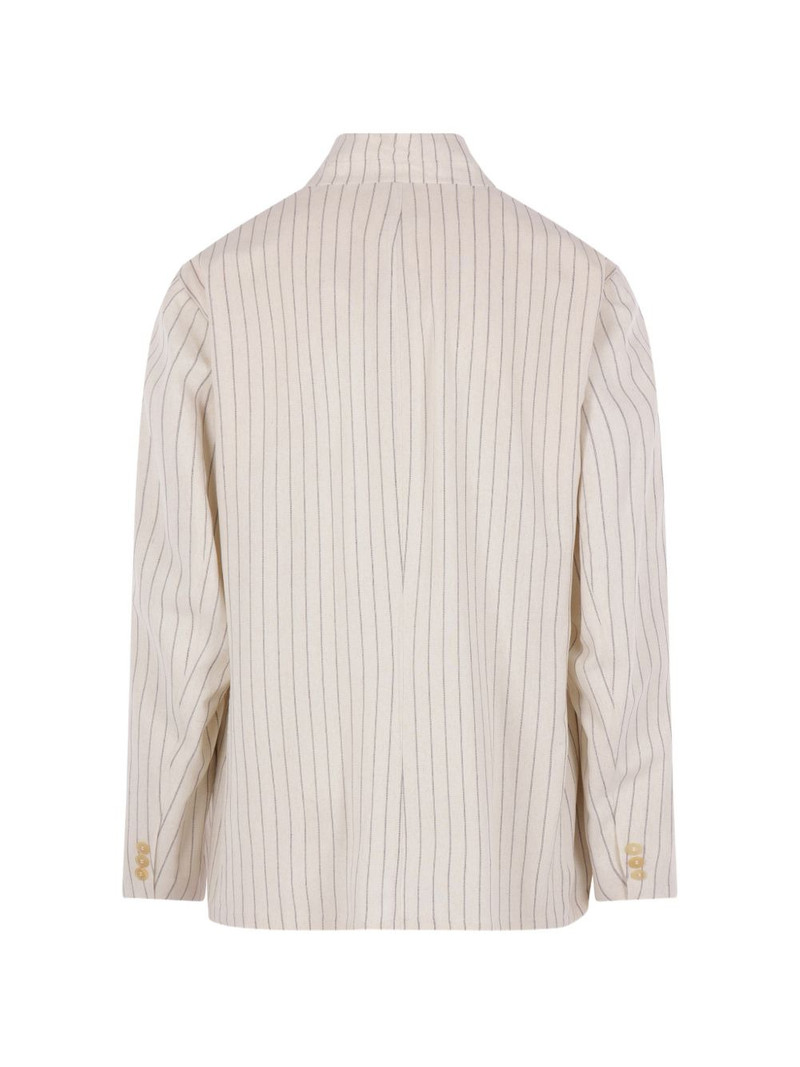 HED MAYNER pinstripe collarless blazer outlook