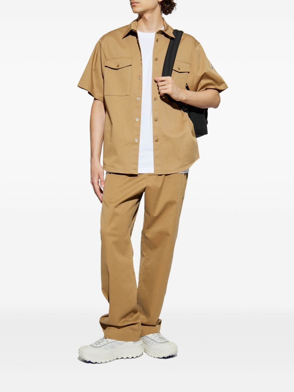 cotton-blend straight-leg trousers - 2