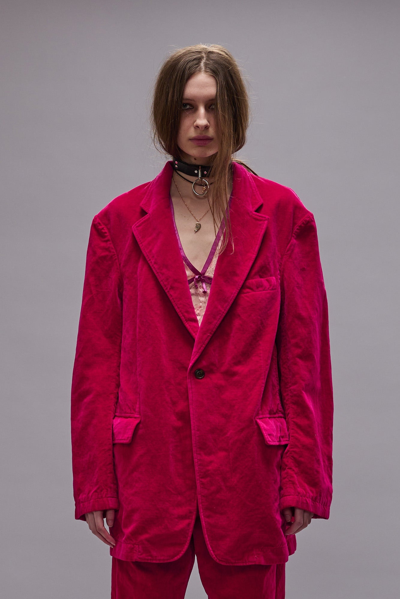 OVERSIZED RAGGED BLAZER - RASPBERRY - R13 - 4