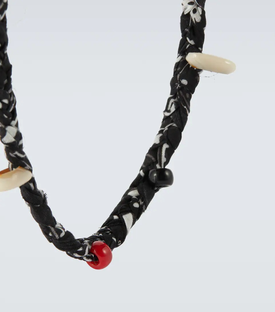 Embellished bandana-print necklace - 4