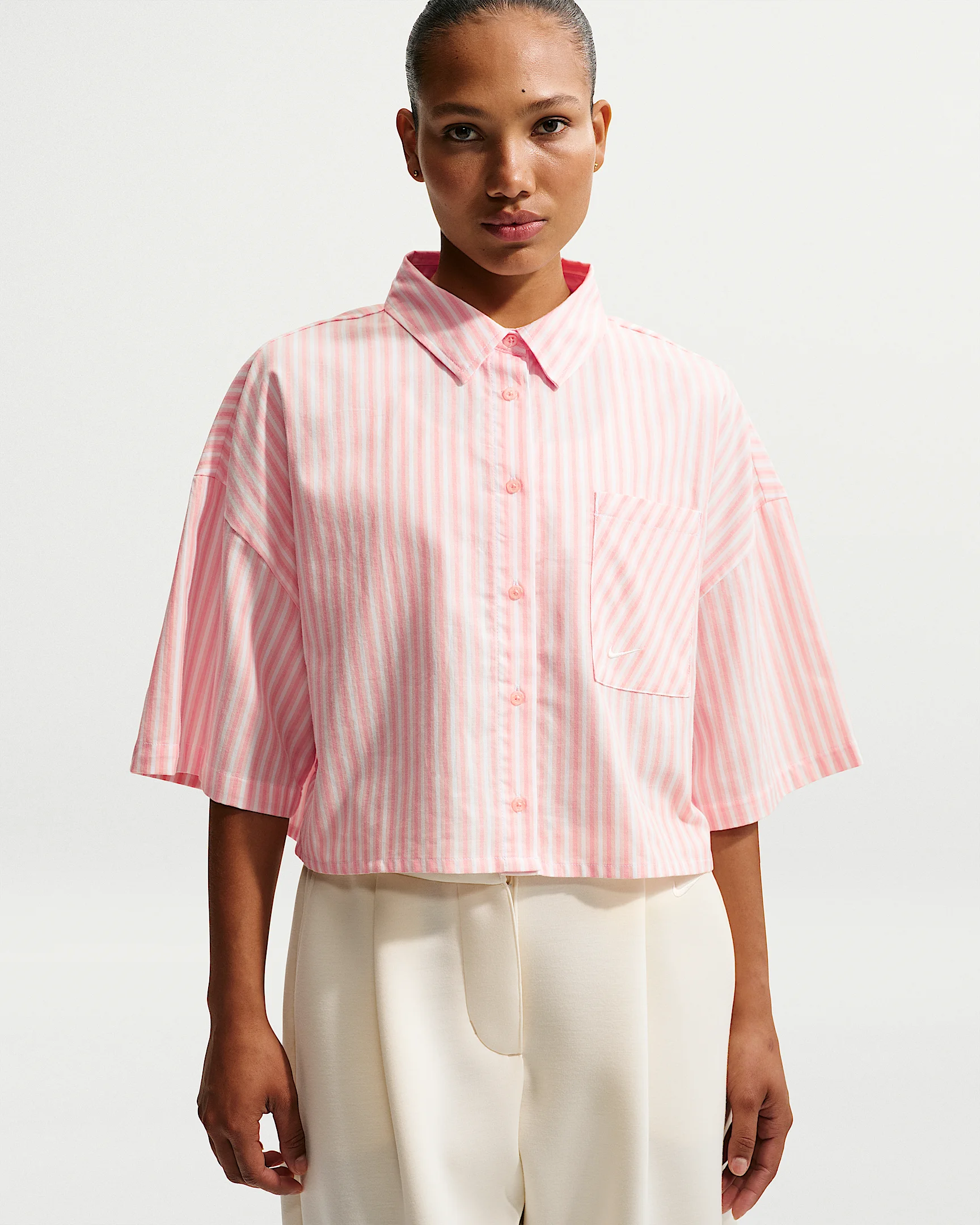 Nike Sportswear Chill Poplin Women's Oversized Striped Top - 1